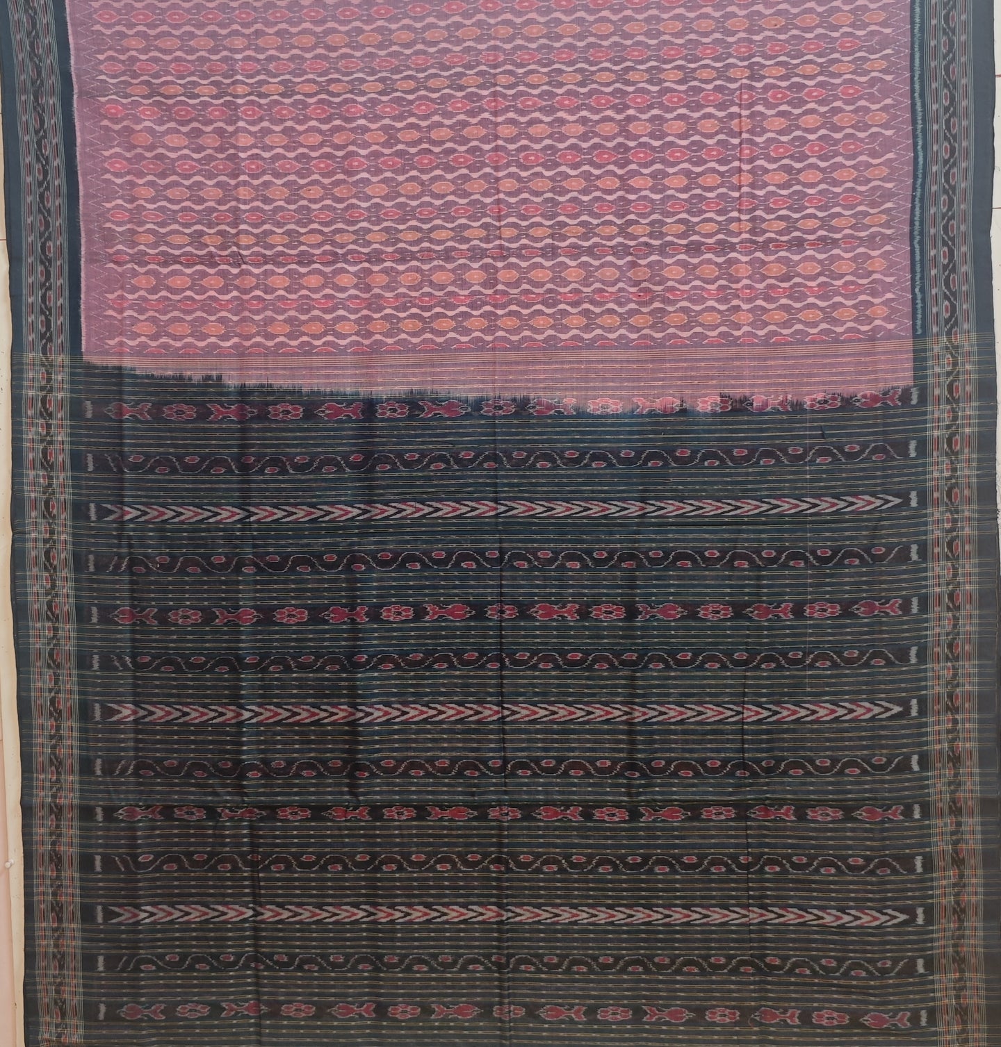 Rose Pink Traditional Body Bandha Saree | Odisha Handloom GI Tagged | Devnika