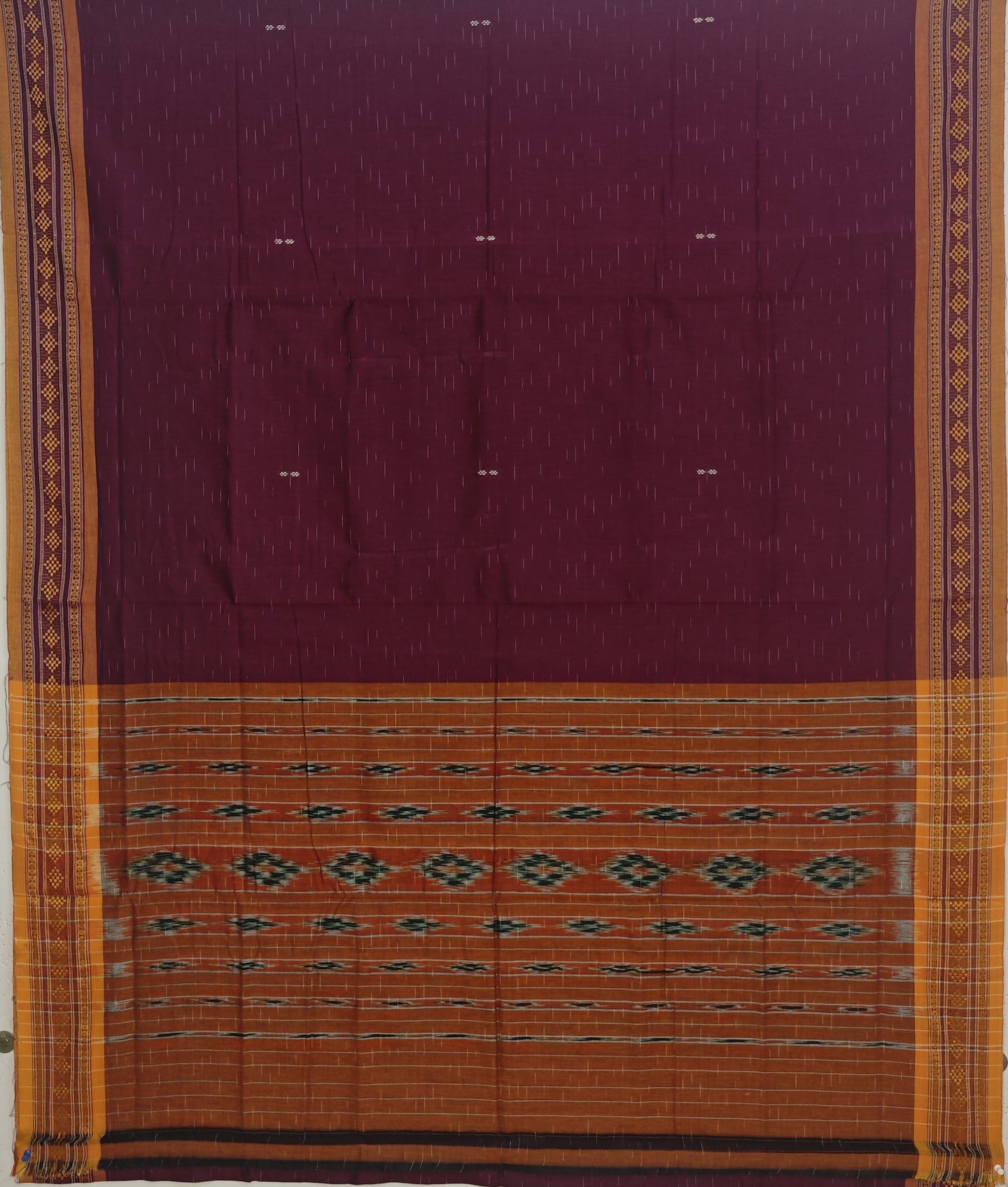 Deep Magenta  Bomkai Border Pasapalli Saree | Odisha Handloom GI Tagged | Devnika