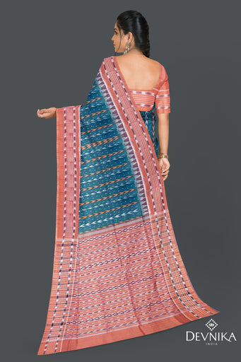 Teal Green Khajuri Pati Bandha Saree
