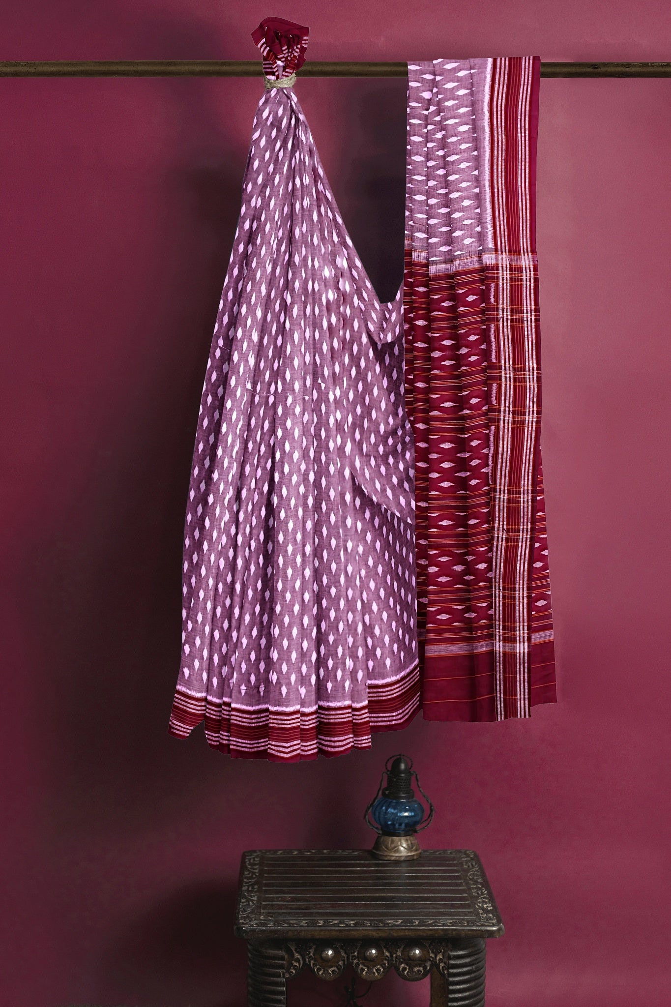 Steel Maroon Body Bandha Saree(With Out Blouse)