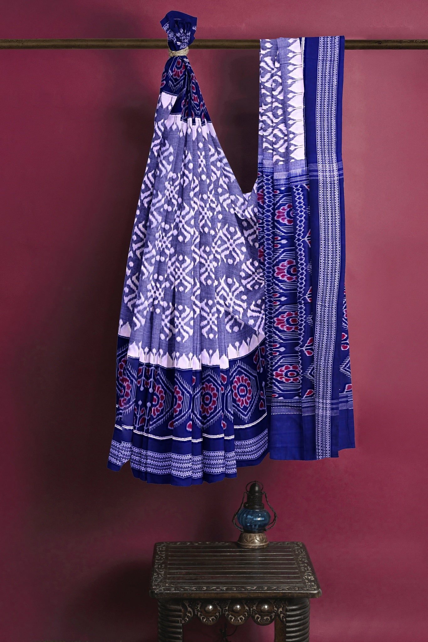 Light Steel Blue Body Bandha Saree(With Out Blouse)