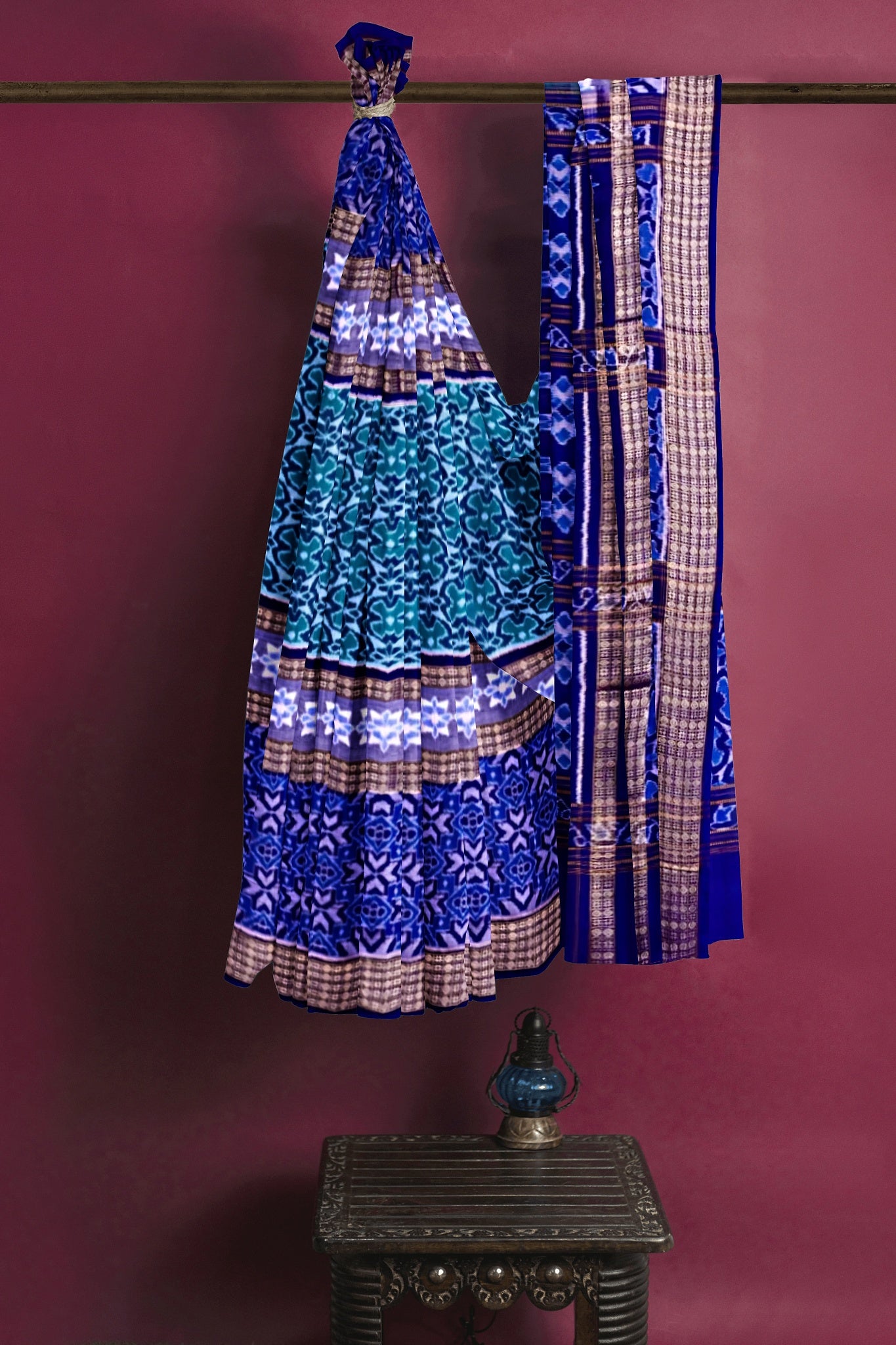 Light Green Double Border Bandha Saree