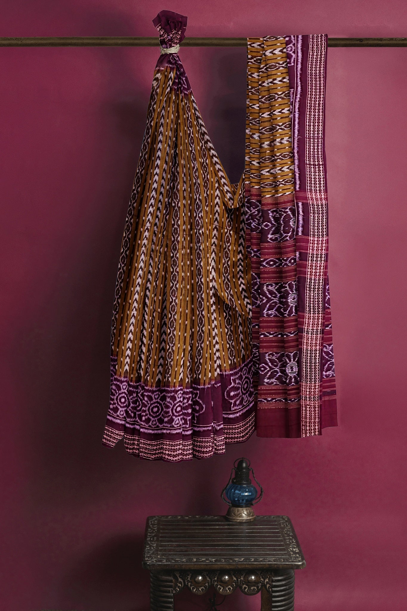 Olive And White Body Bandha Saree(With Out Blouse)