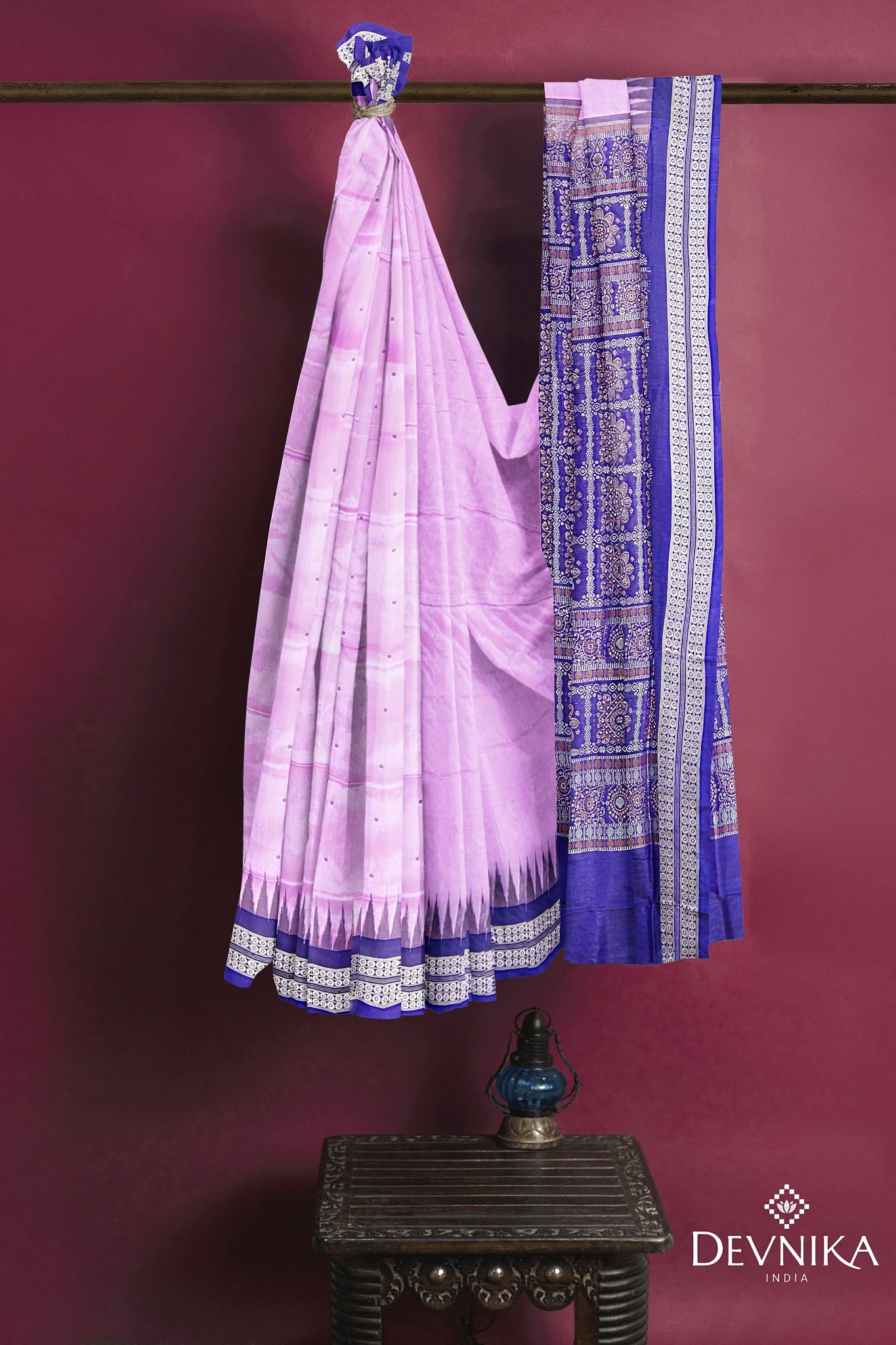 Deep Lavender Bomkai Butti Saree