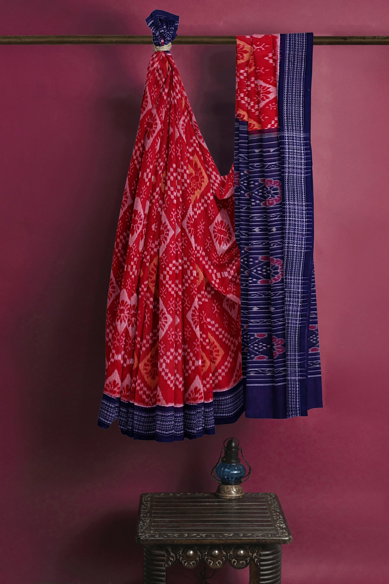 Red And Brwon Paper Bandha Saree