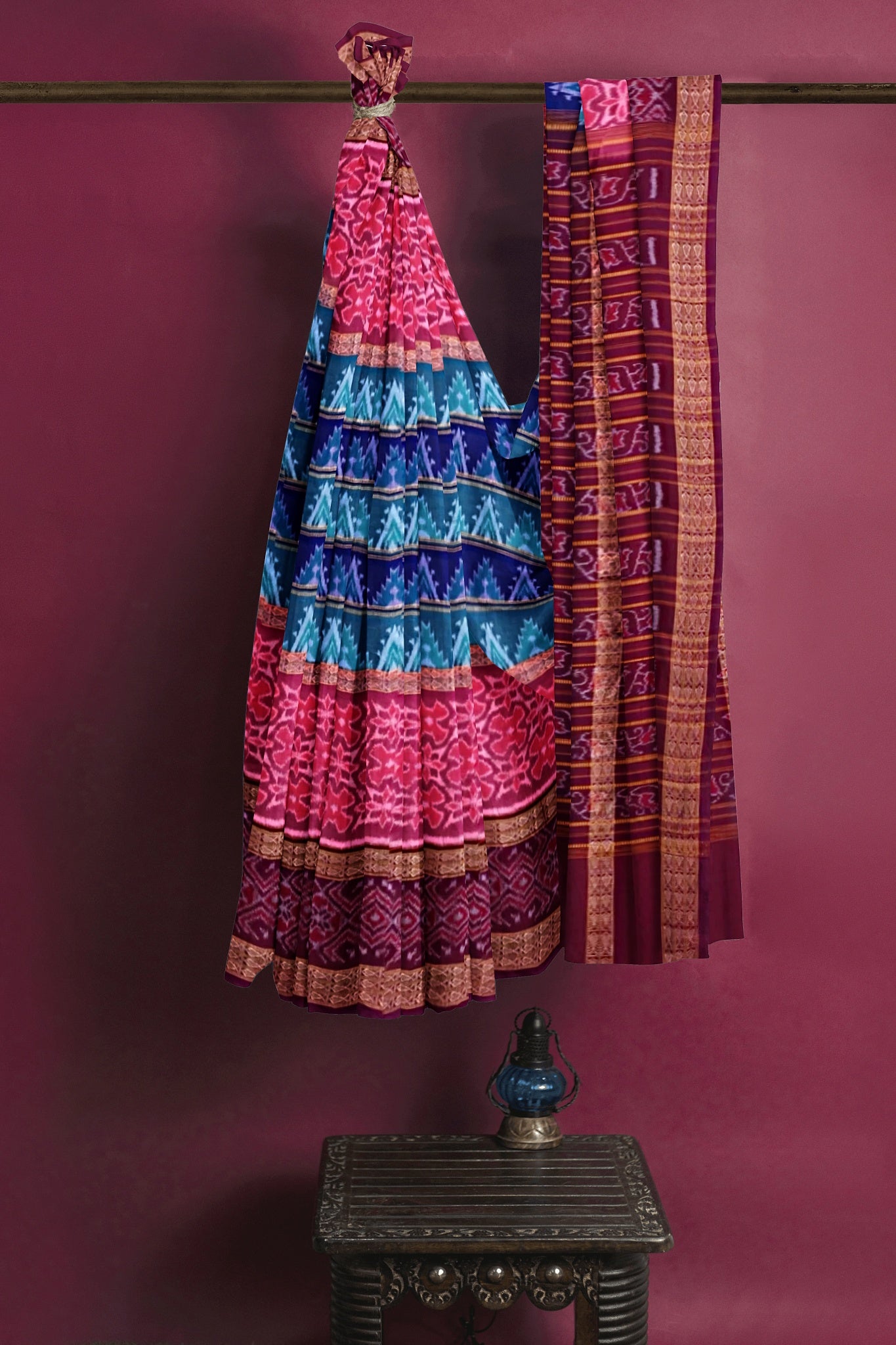 Green Double Border Bandha Saree