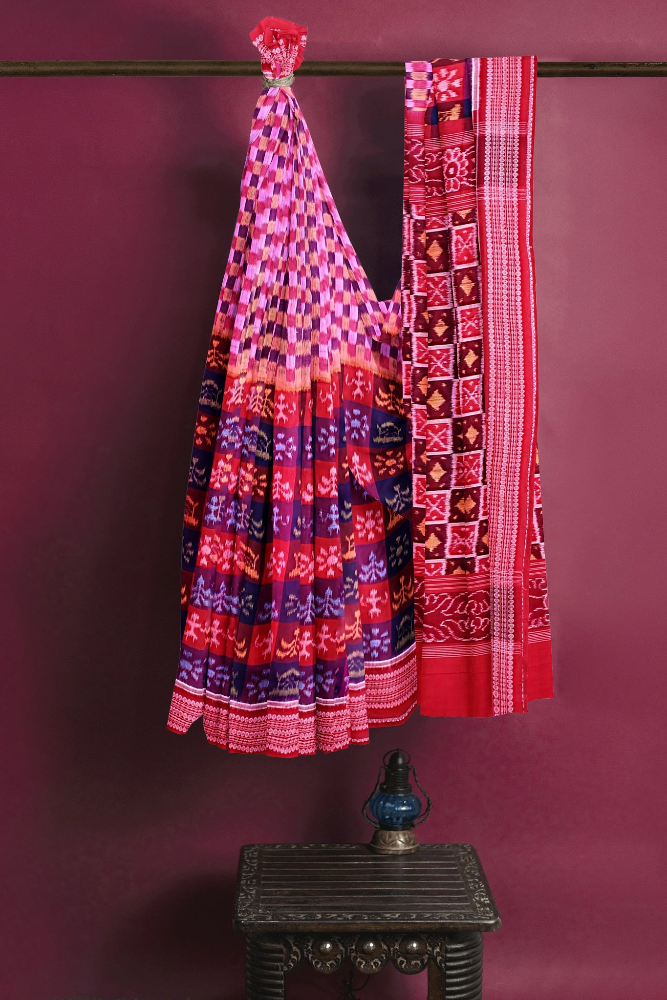 Blue, Magenta Teracota Bandha Saree