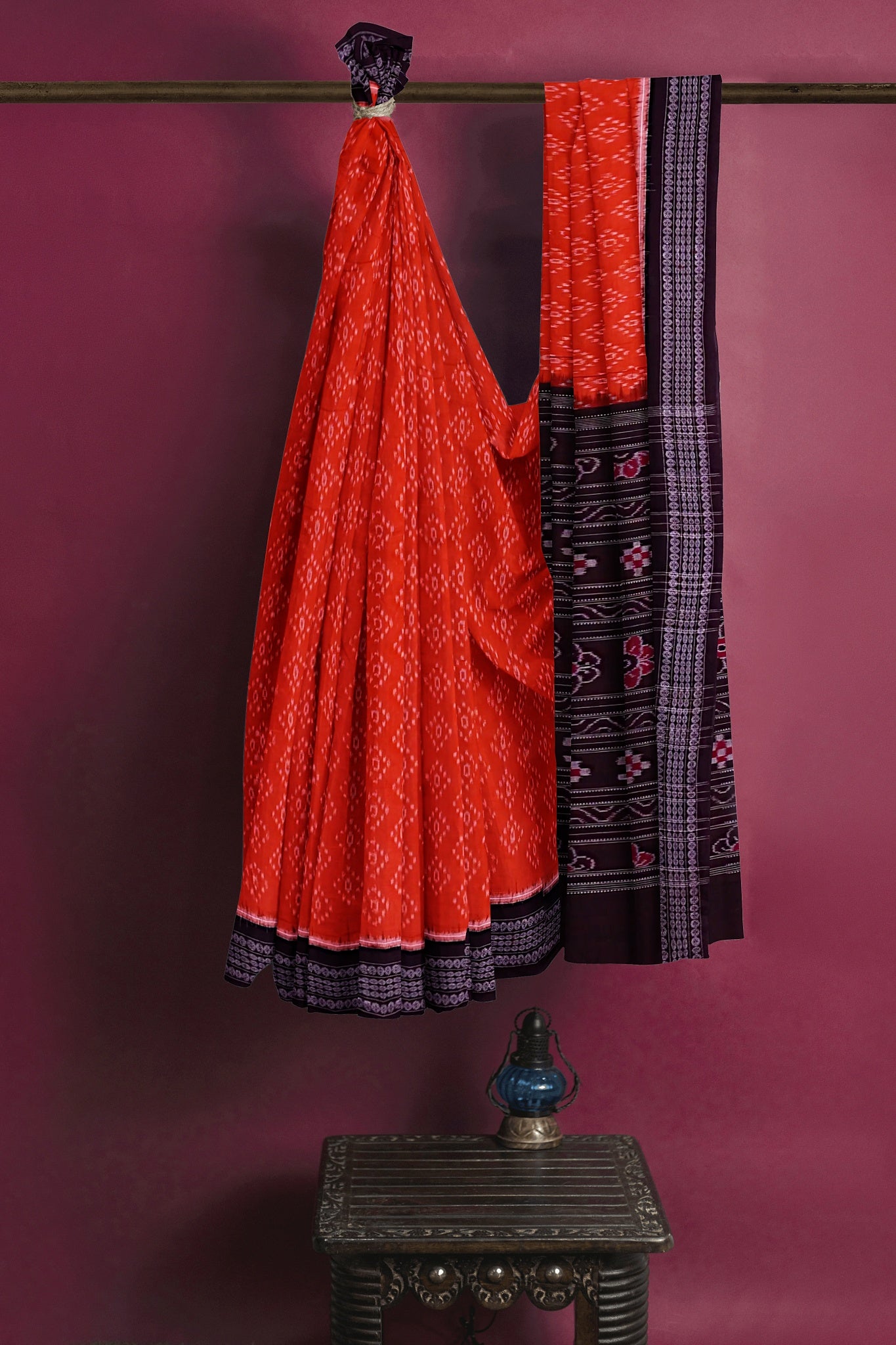 Dark Orange Body Bandha Saree(With Out Blouse)