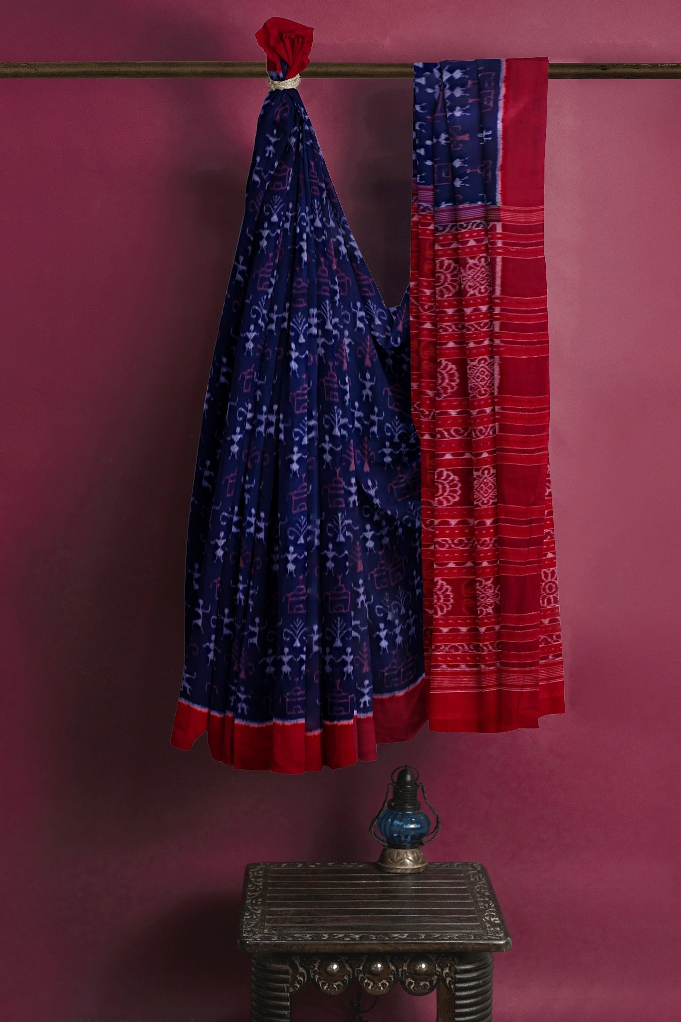 Navy Blue Teracota Bandha Saree