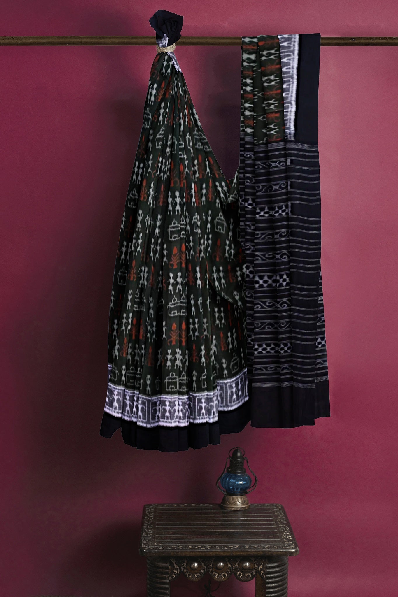 Dark Olive Green Teracota Bandha Saree