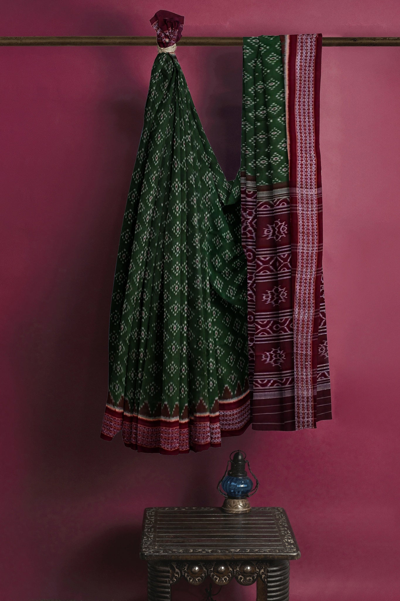 Deep Green Body Bandha Saree(With Out Blouse)