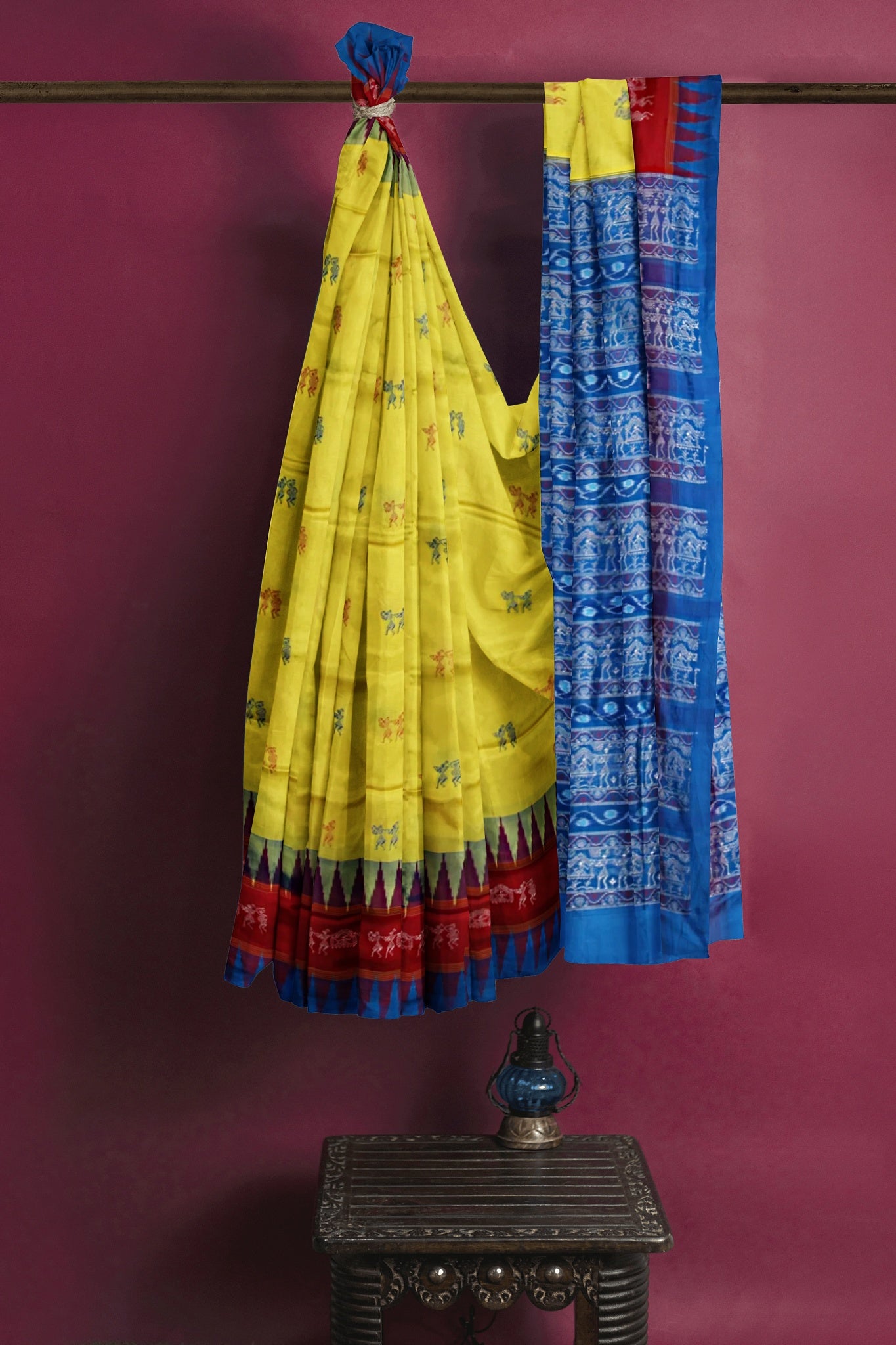 Bright Yellow Traditional Marriage Bomkai Saree