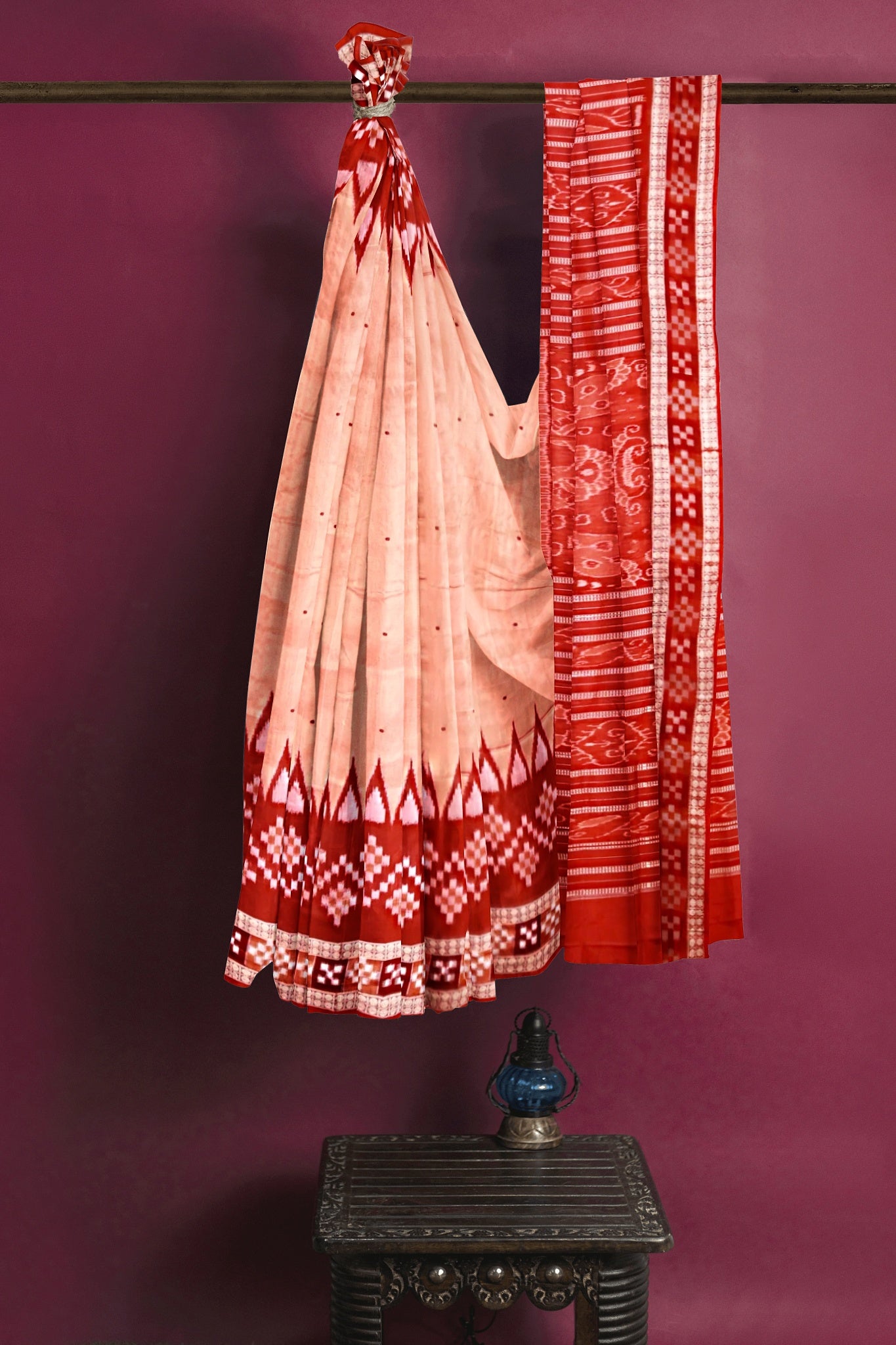 Happy Orange Border Pasapalli Buti Bomkai Saree
