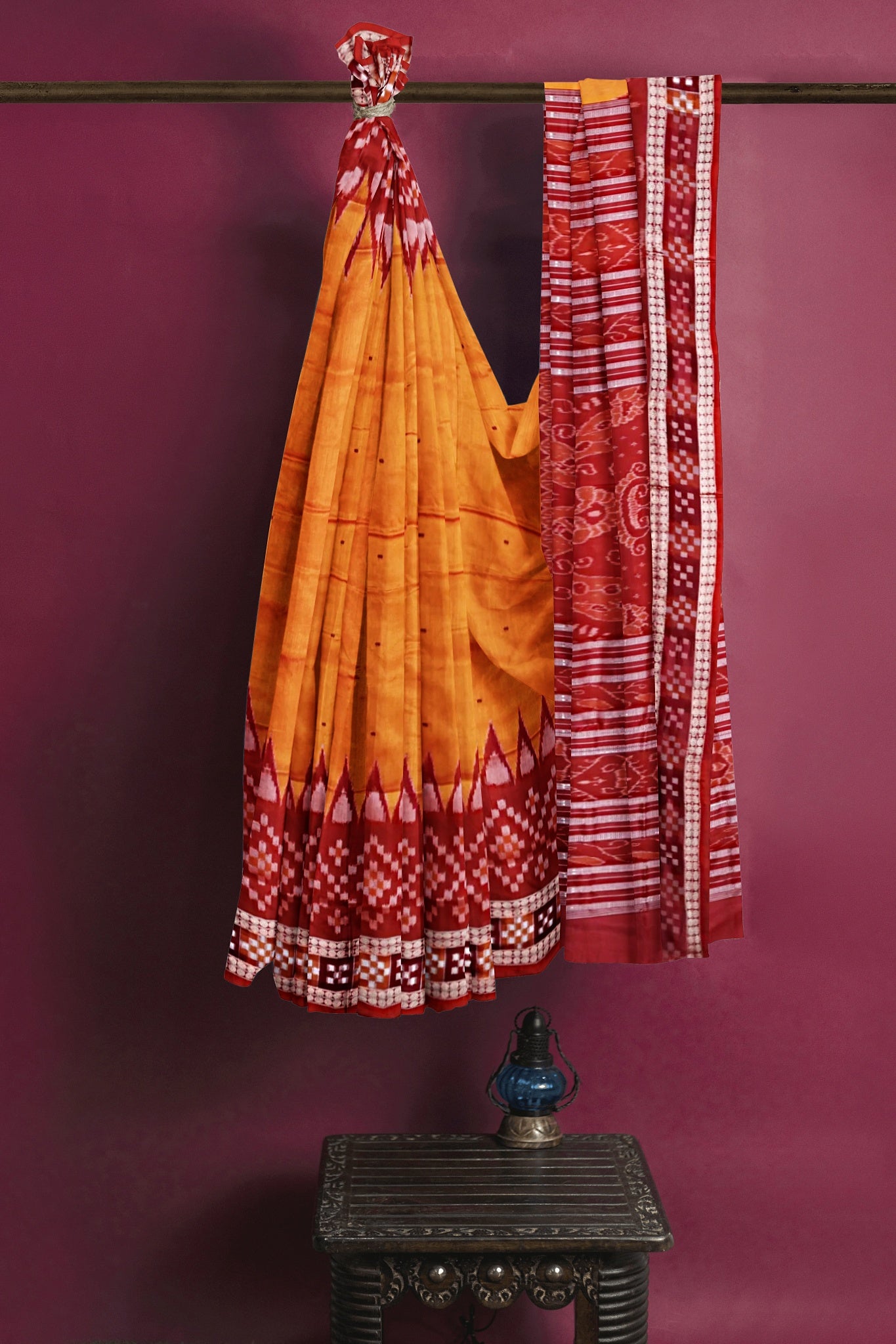 Golden Orange Border Pasapalli Saree