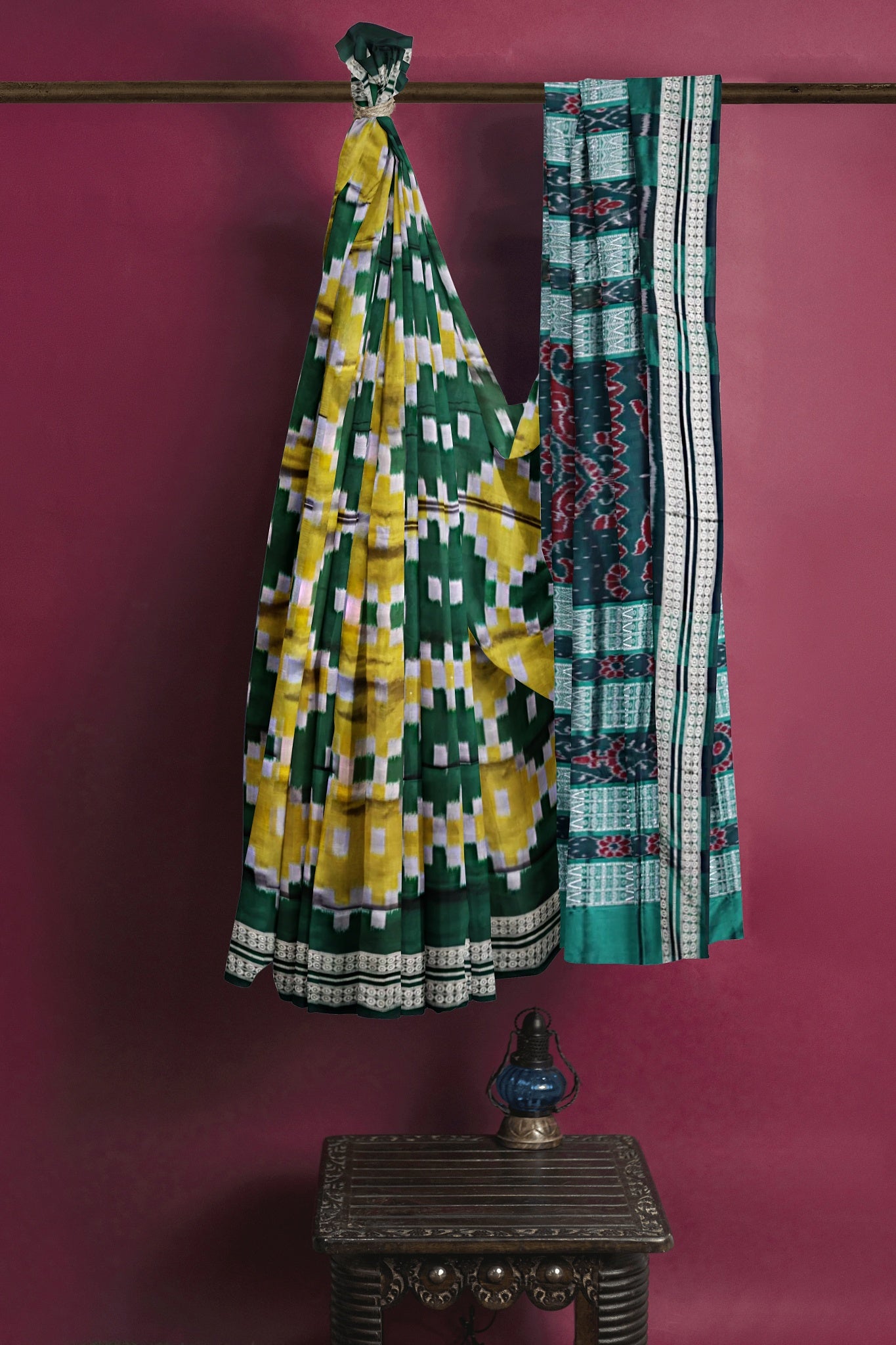 Yellow and Green Body Pasapalli Saree