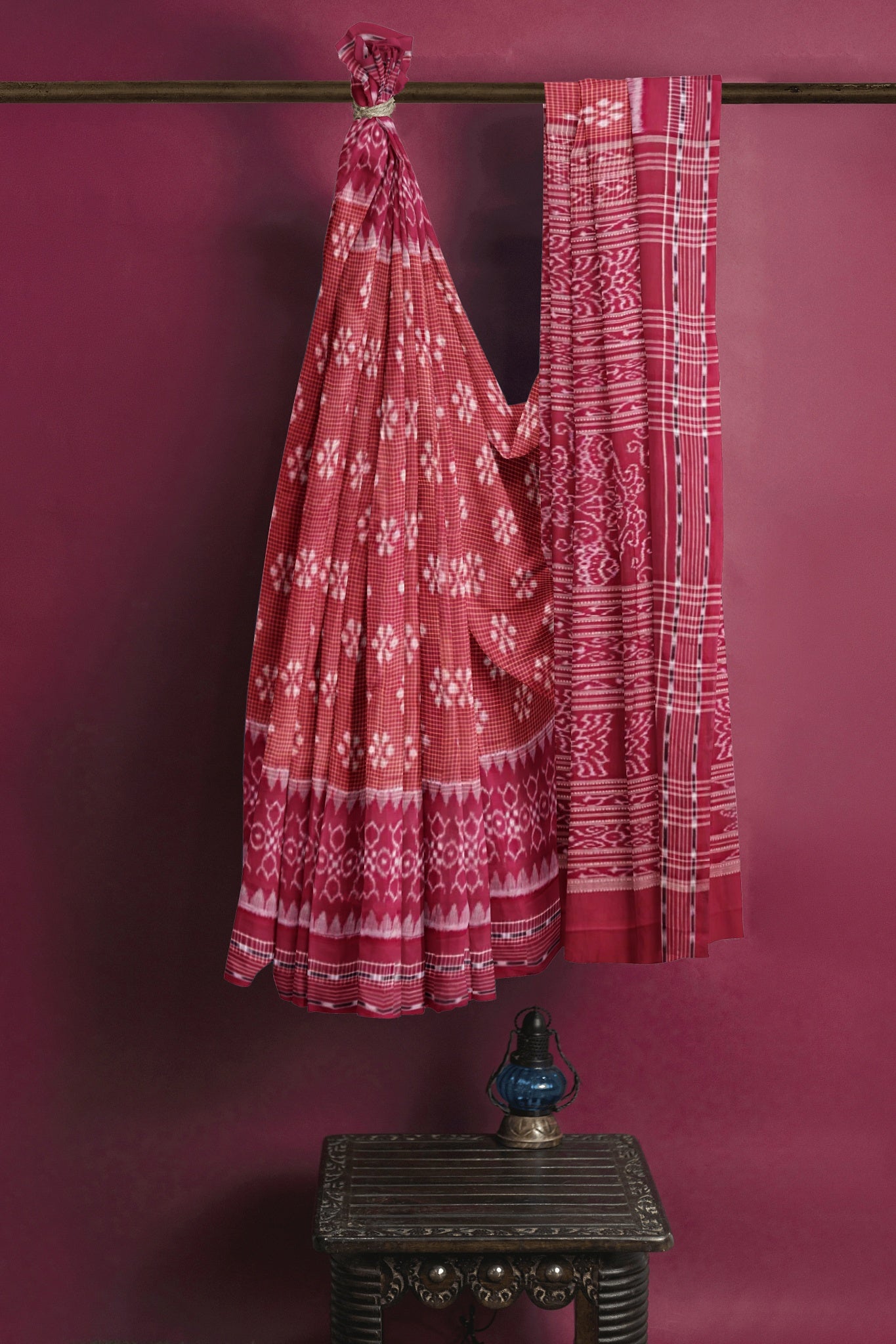 Brown Maroon Border Body Bandha Saree