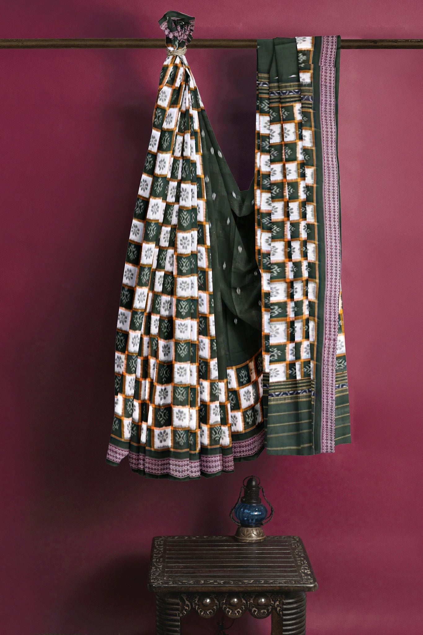 Dark Olive Green Border Pasapalli Saree