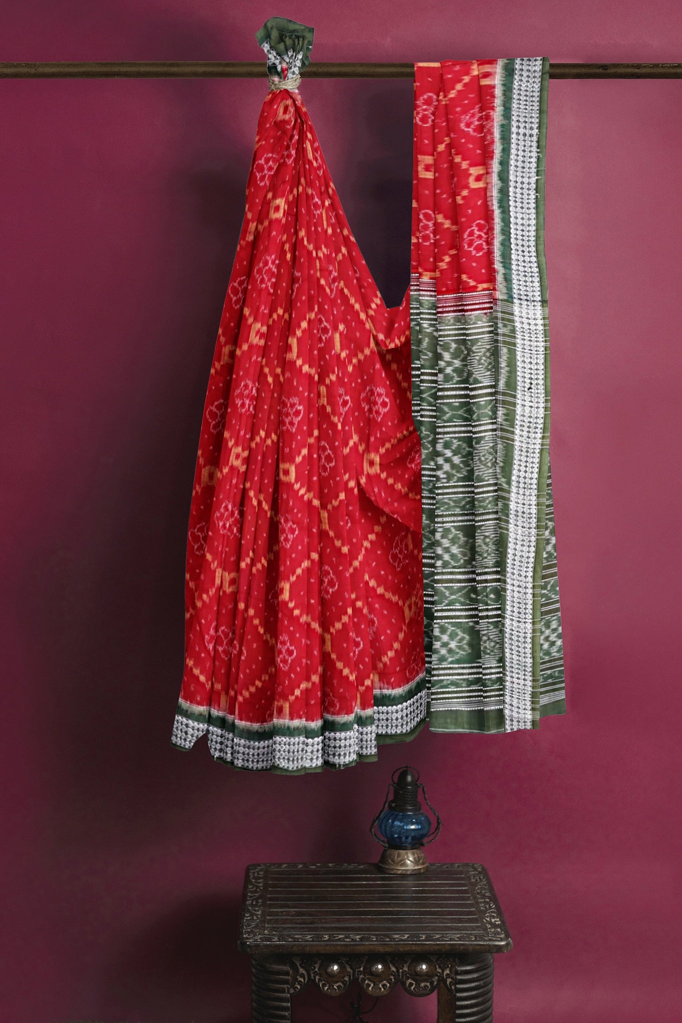 Deep Red Body Bandha Saree(With Out Blouse)