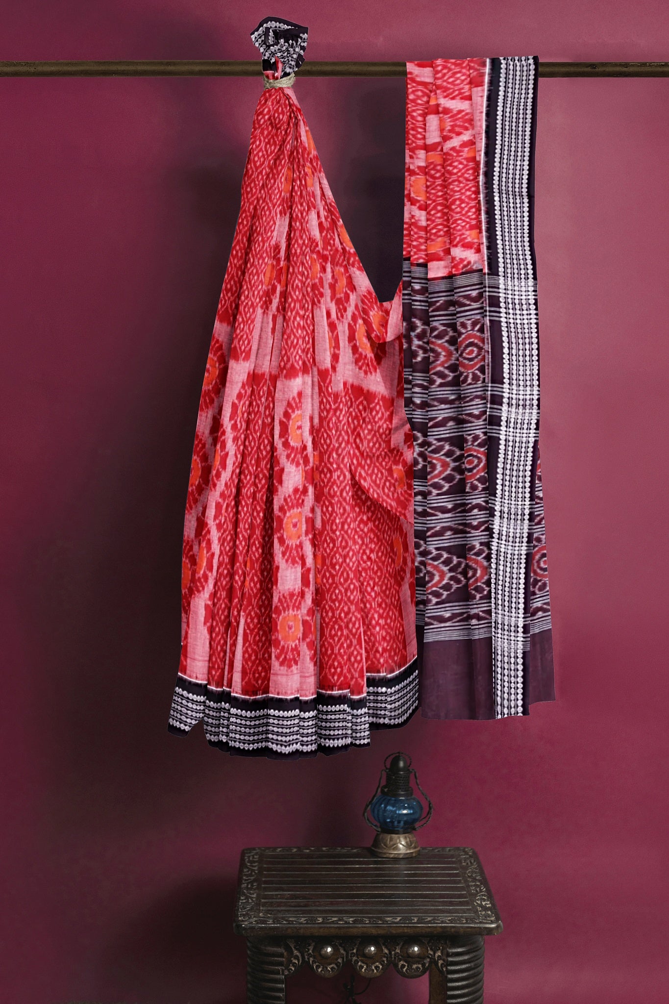 Red And Yellow Body Bandha Saree