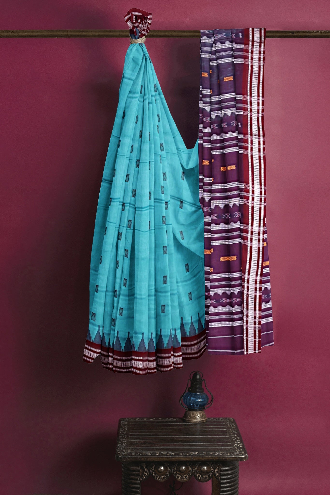 Light Emerald Pata Bapta Saree