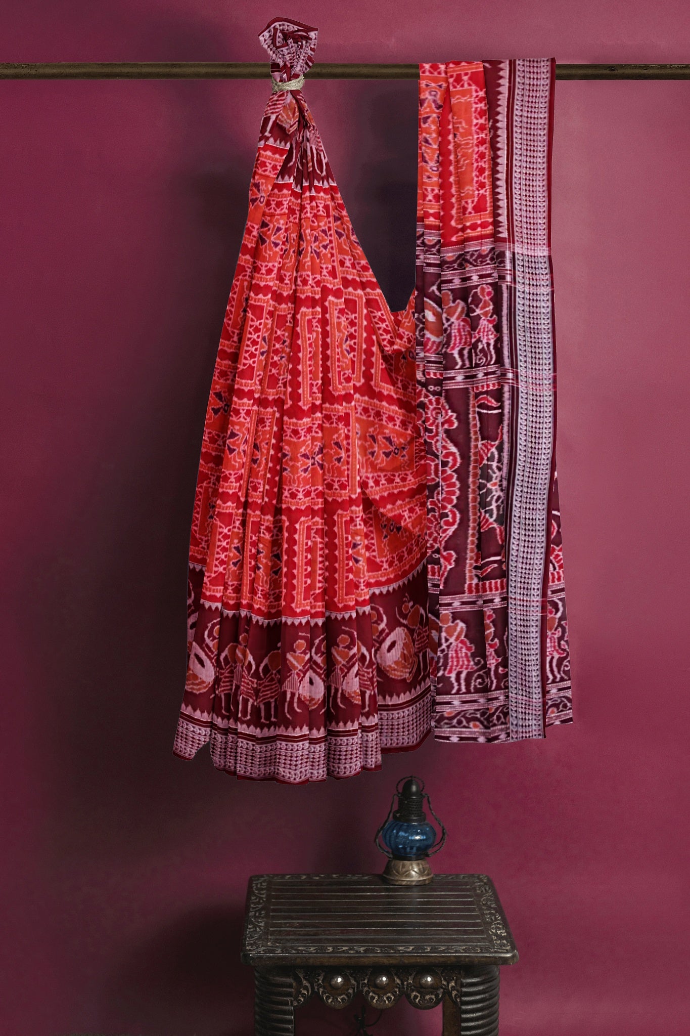 Dark Red Teracota Bandha Saree