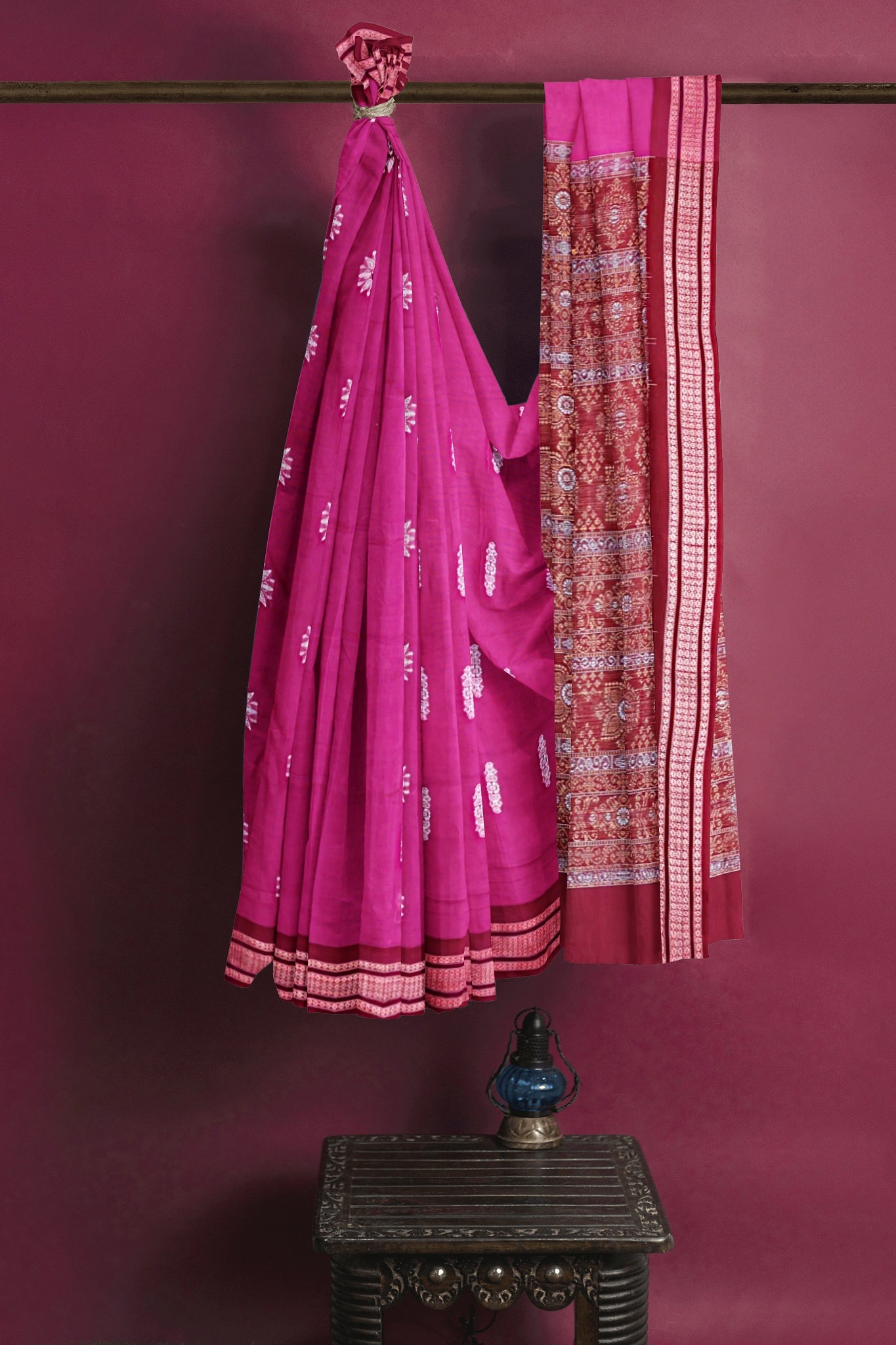 Dark Pink Bomkai Saree