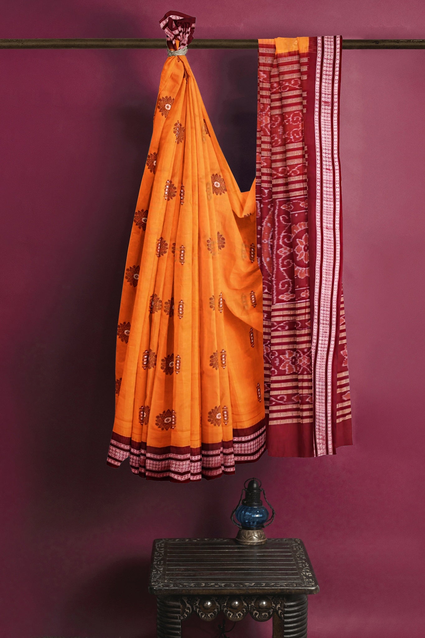 Golden Yellow Bomkai Saree