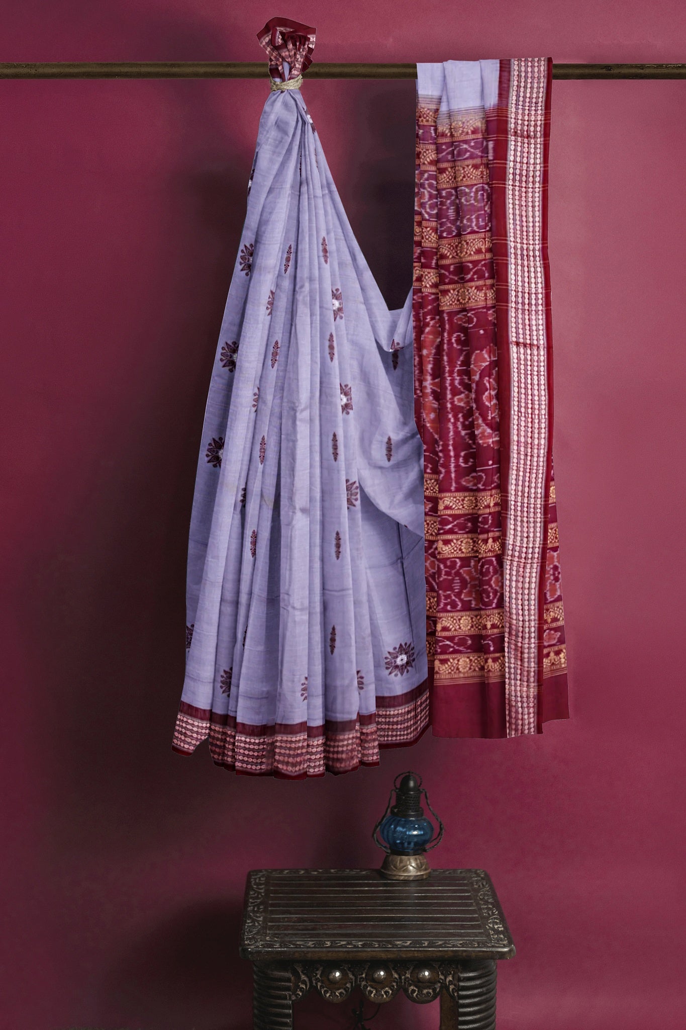 Dark Grey Padam Bomaki Saree