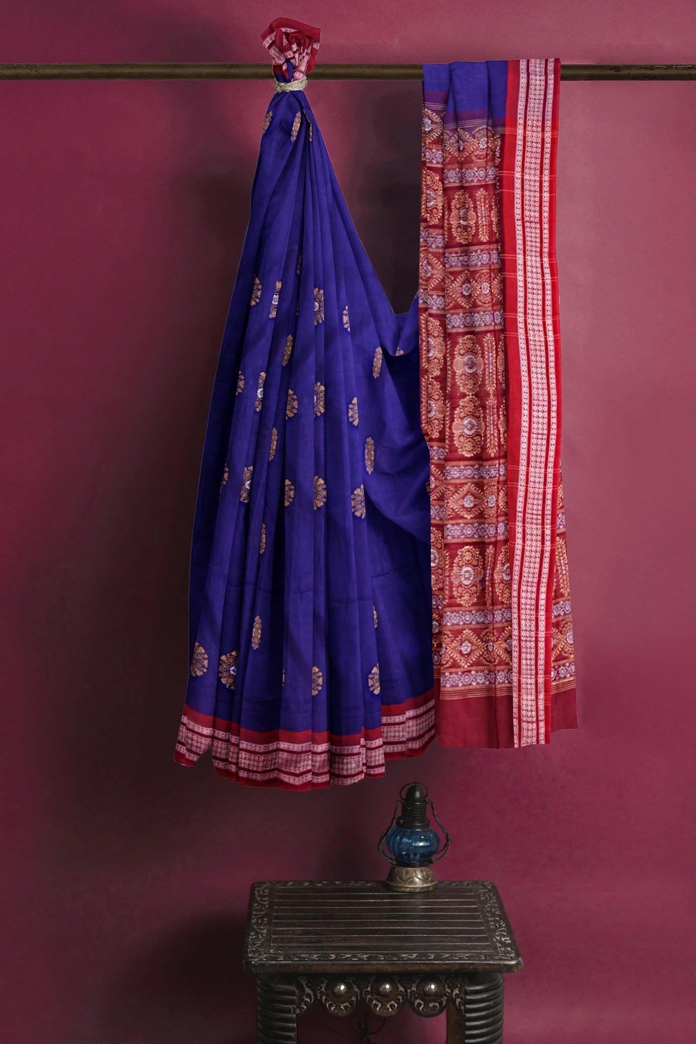 Navy Blue Bomkai Saree