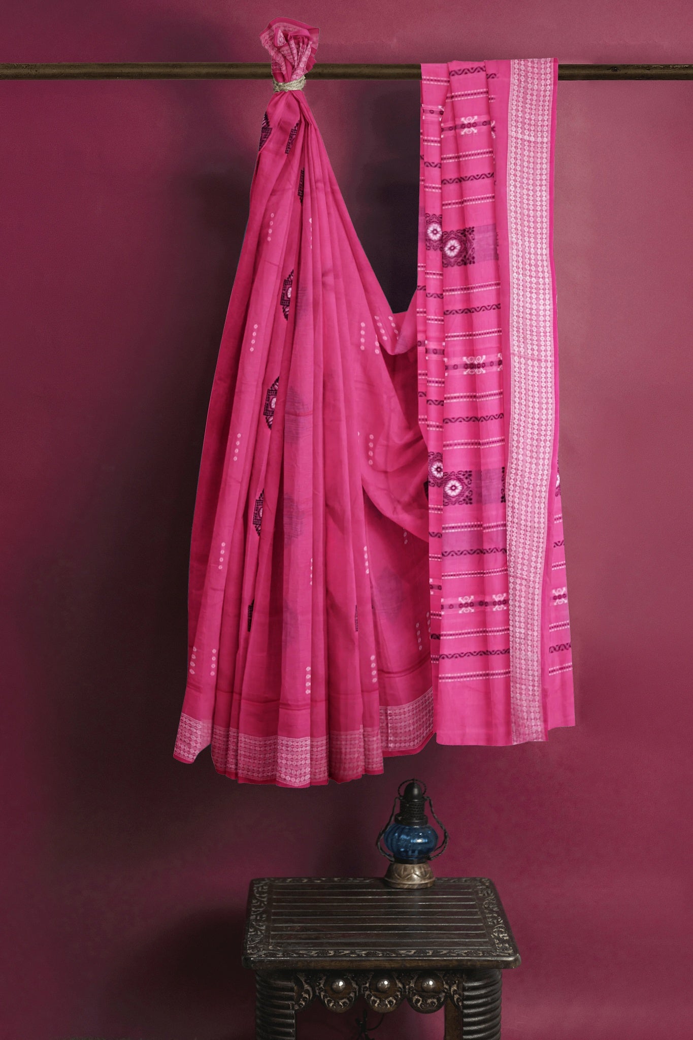 Pink Bomkai Saree