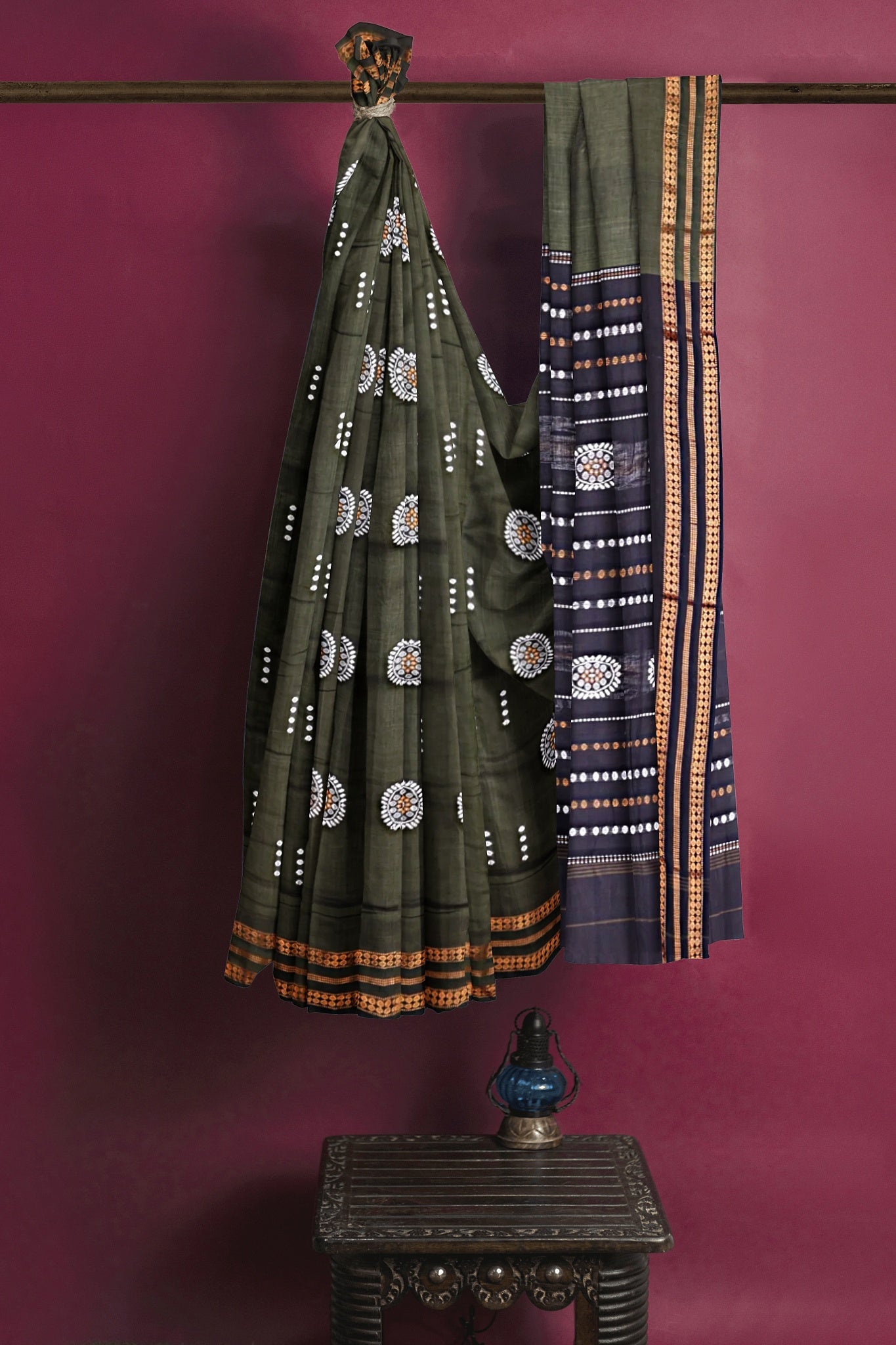 Deep Olive Bomkai Saree