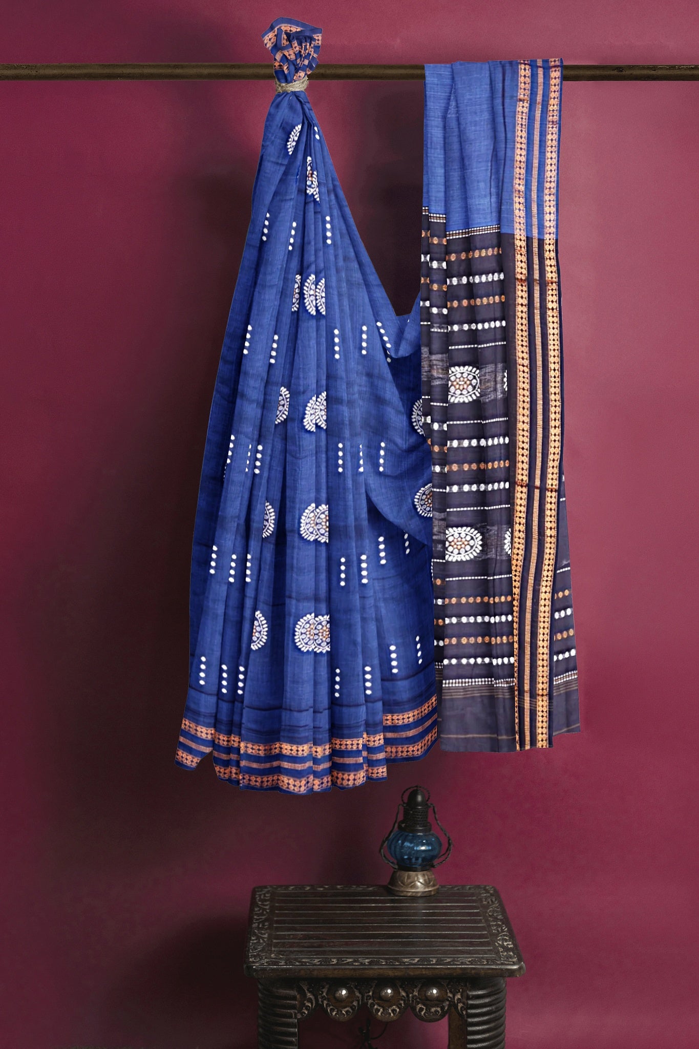 Navy Blue Padam Bomaki Saree