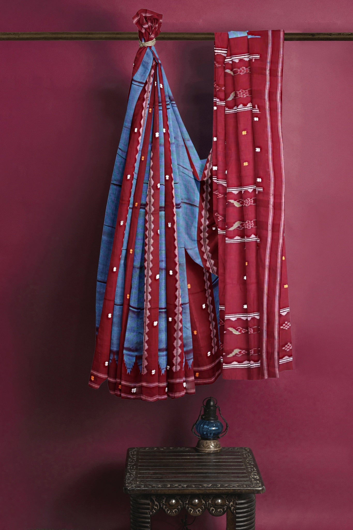 Soft Teal Pata Bapta Saree