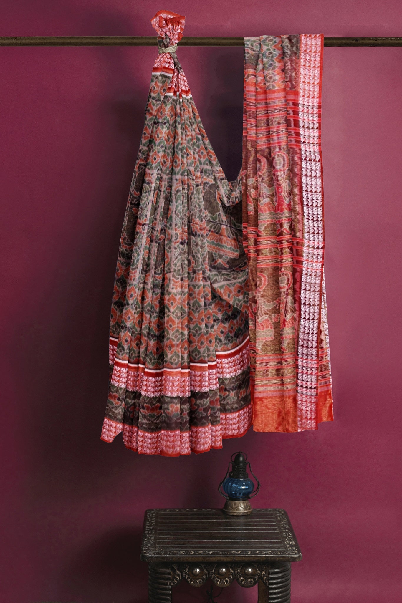 Golden Green Body Bandha Tissue Saree