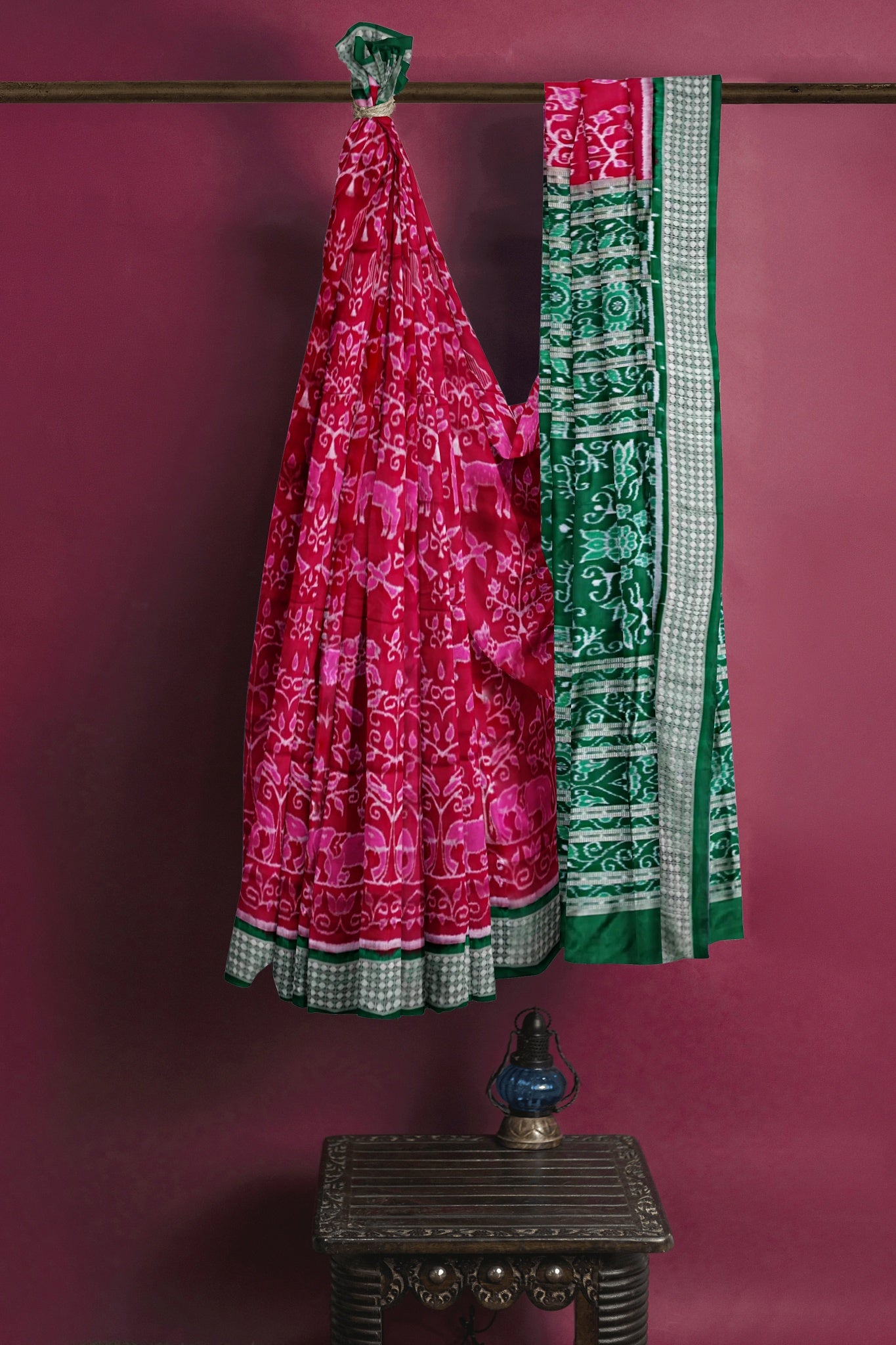 Hot Pink Border Bichitrapuri Saree