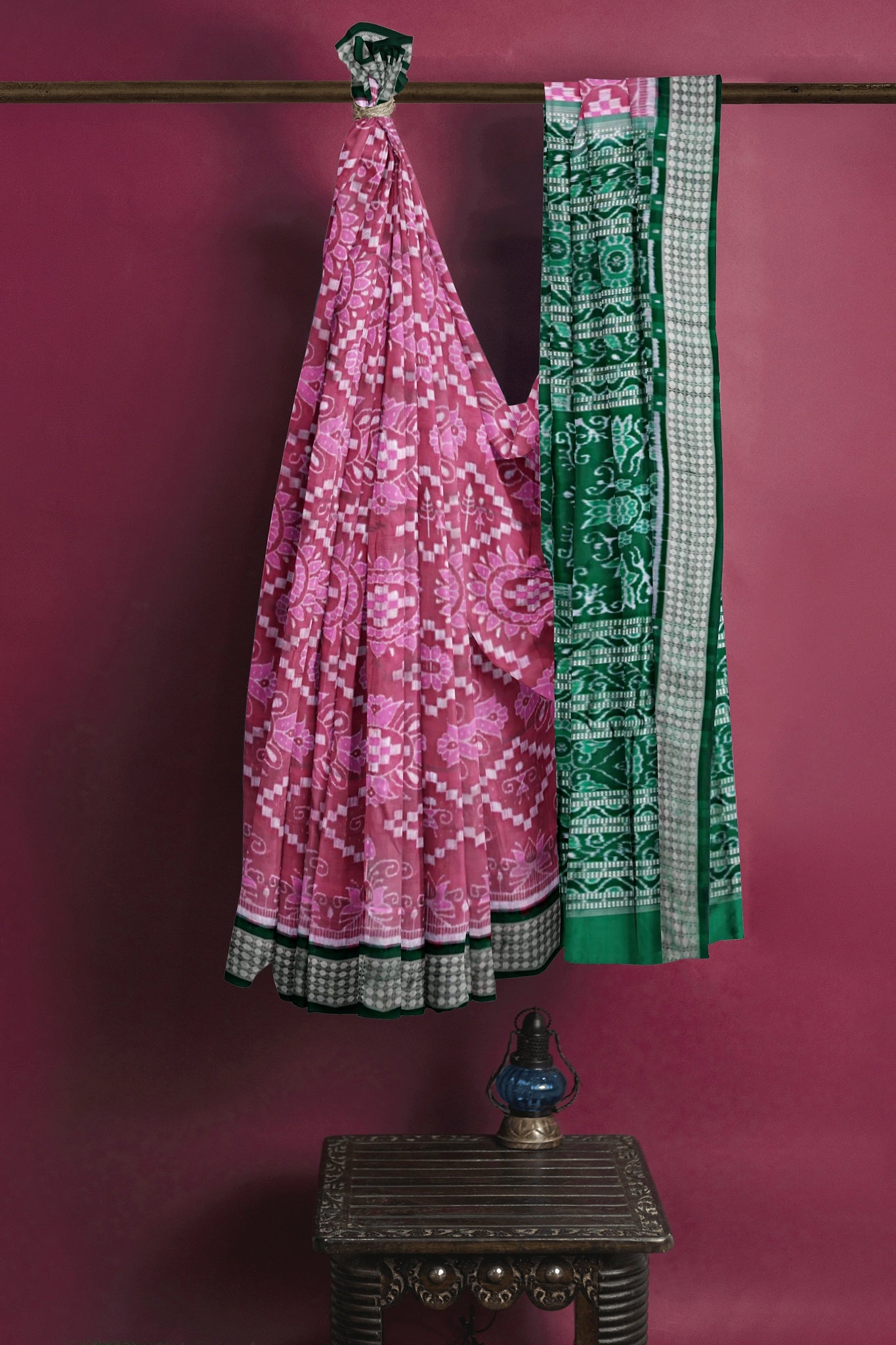 Sweet Pink Forest Green Border Bandha Pasapali