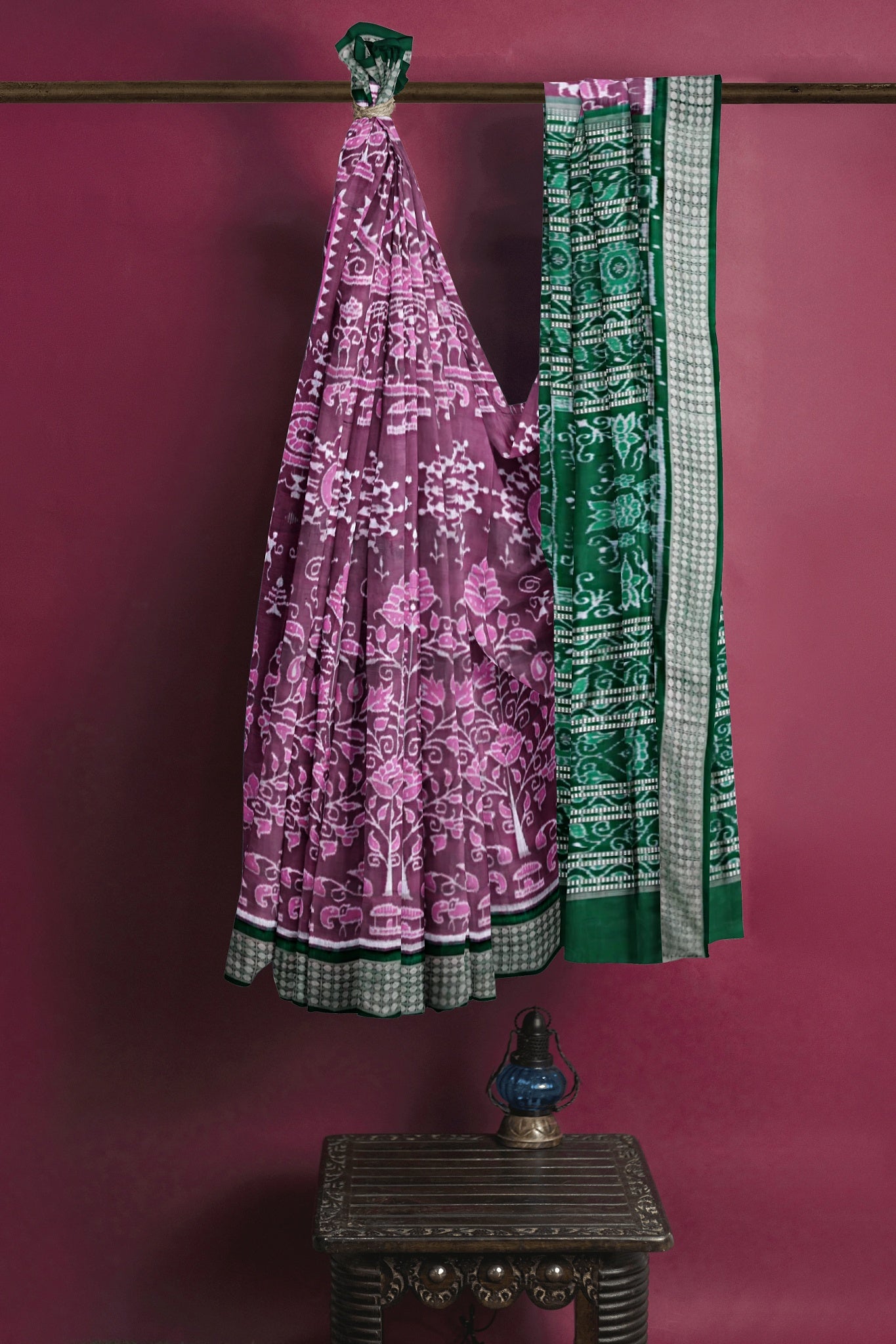 Lavender Blue Teracota Bandha Saree