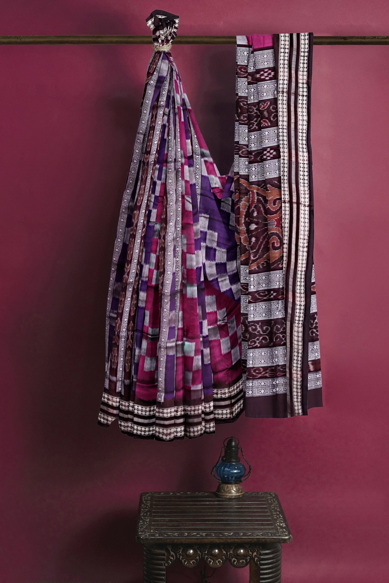 Magenta Violet Bandha Bomkai Saree