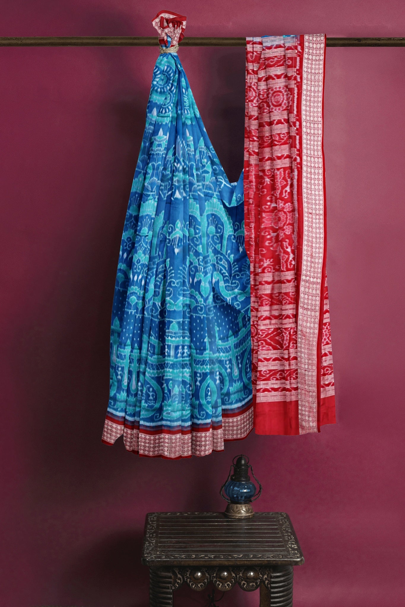 Bright Blue Bandha Sambalapuri Silk Saree