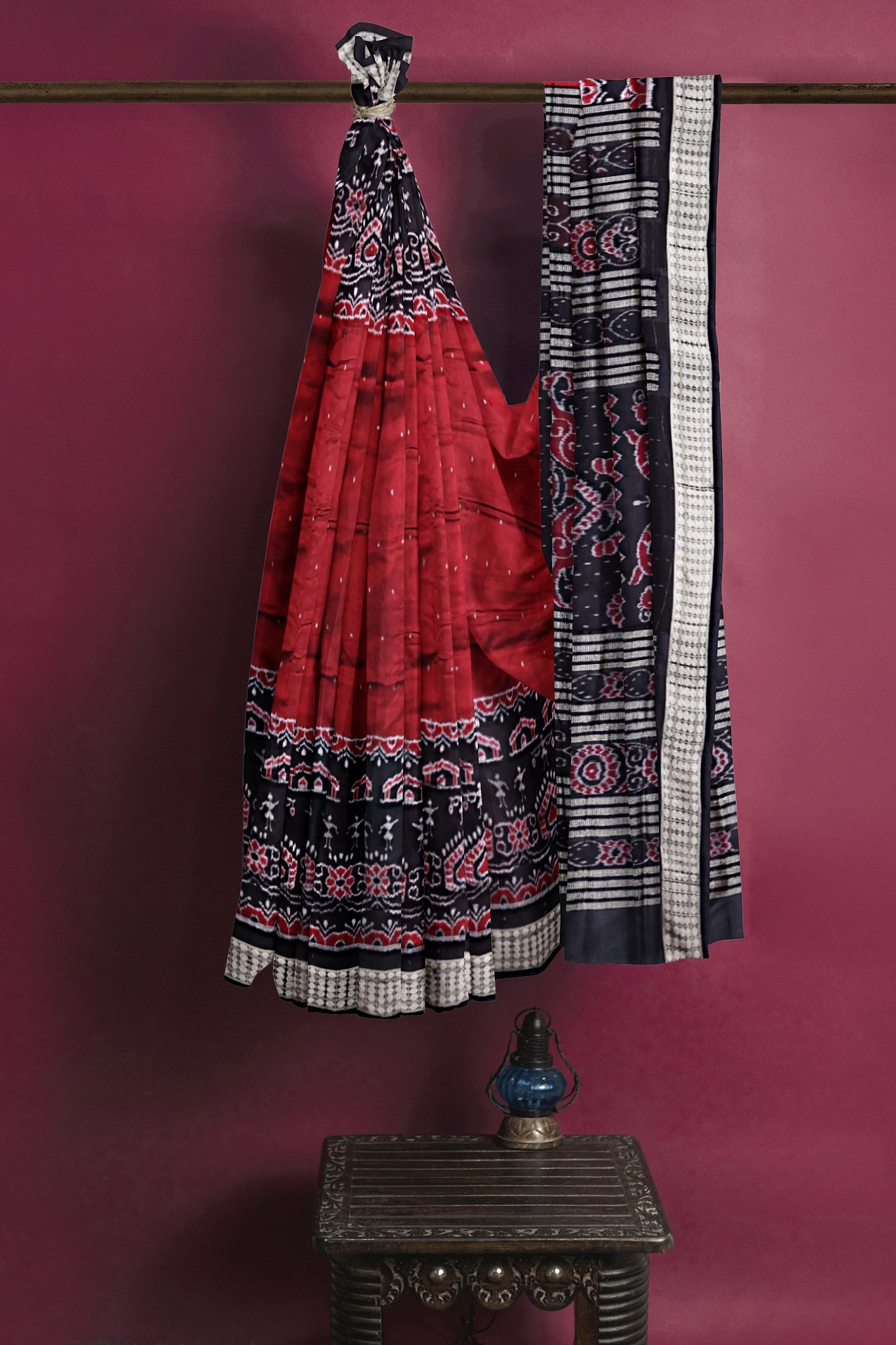 Maroon Teracota Border Bandha Saree