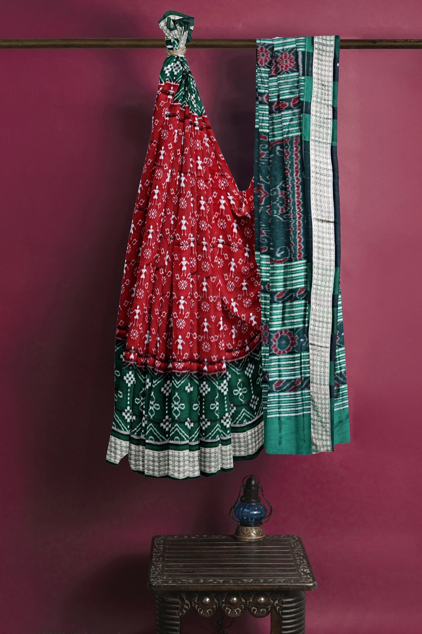 Maroon Teracota Bandha Saree