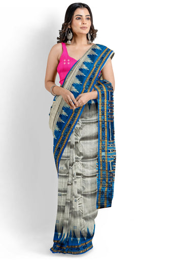 Silver Big Temple Border Khandua Pata Saree