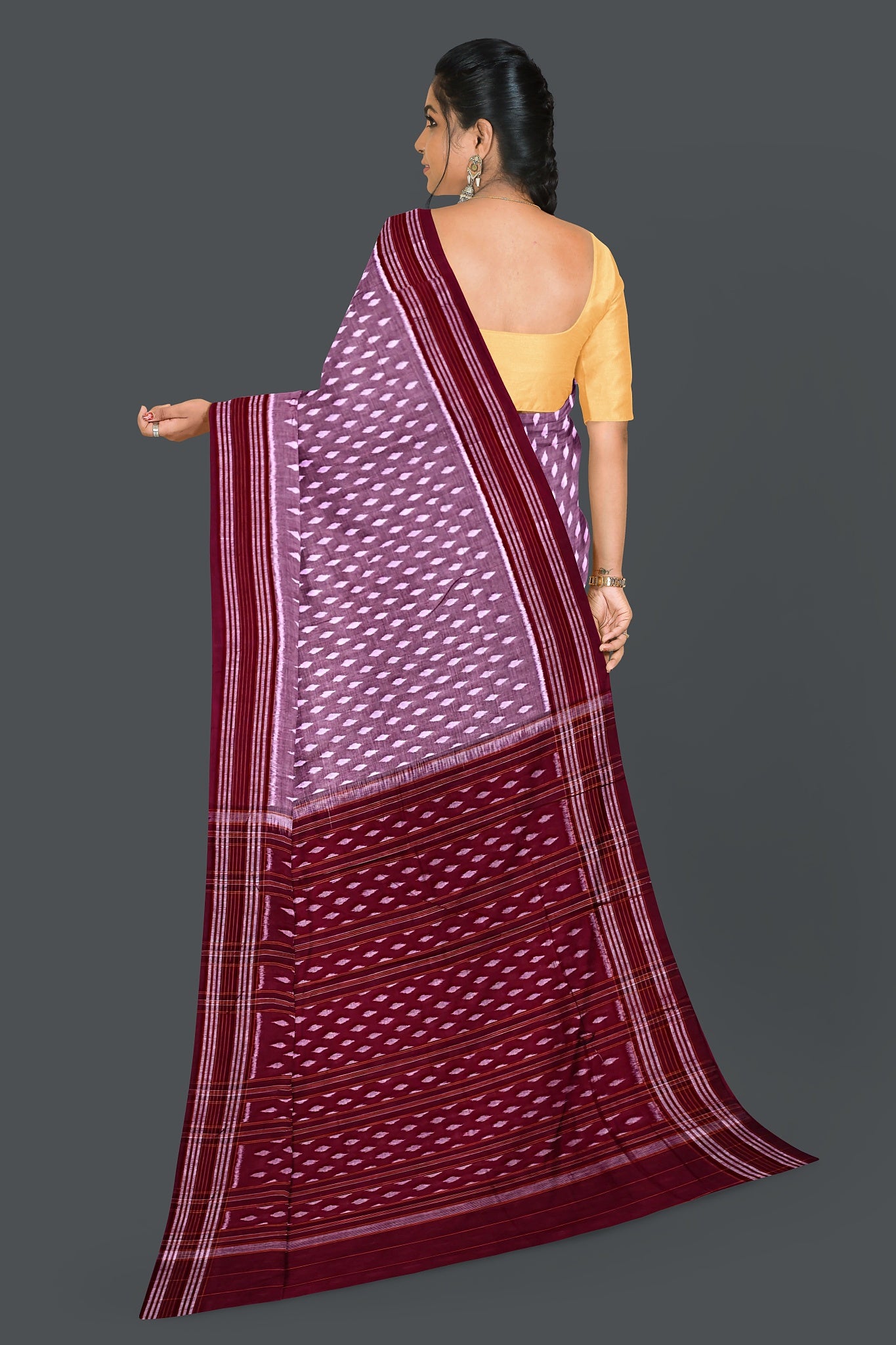 Steel Maroon Body Bandha Saree(With Out Blouse)