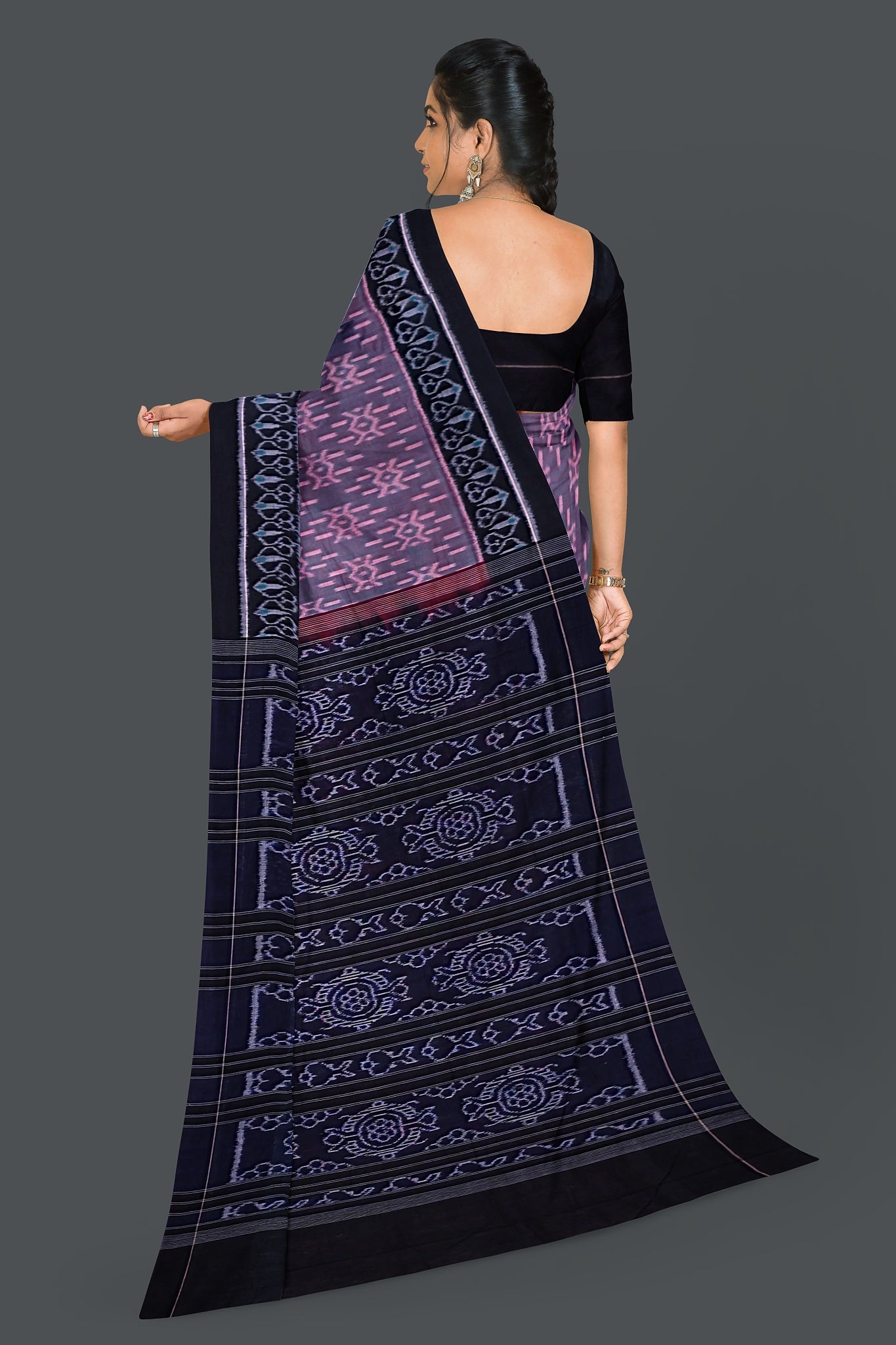 Light Aquamarine Half Half Bandha Saree(With Out Blouse)