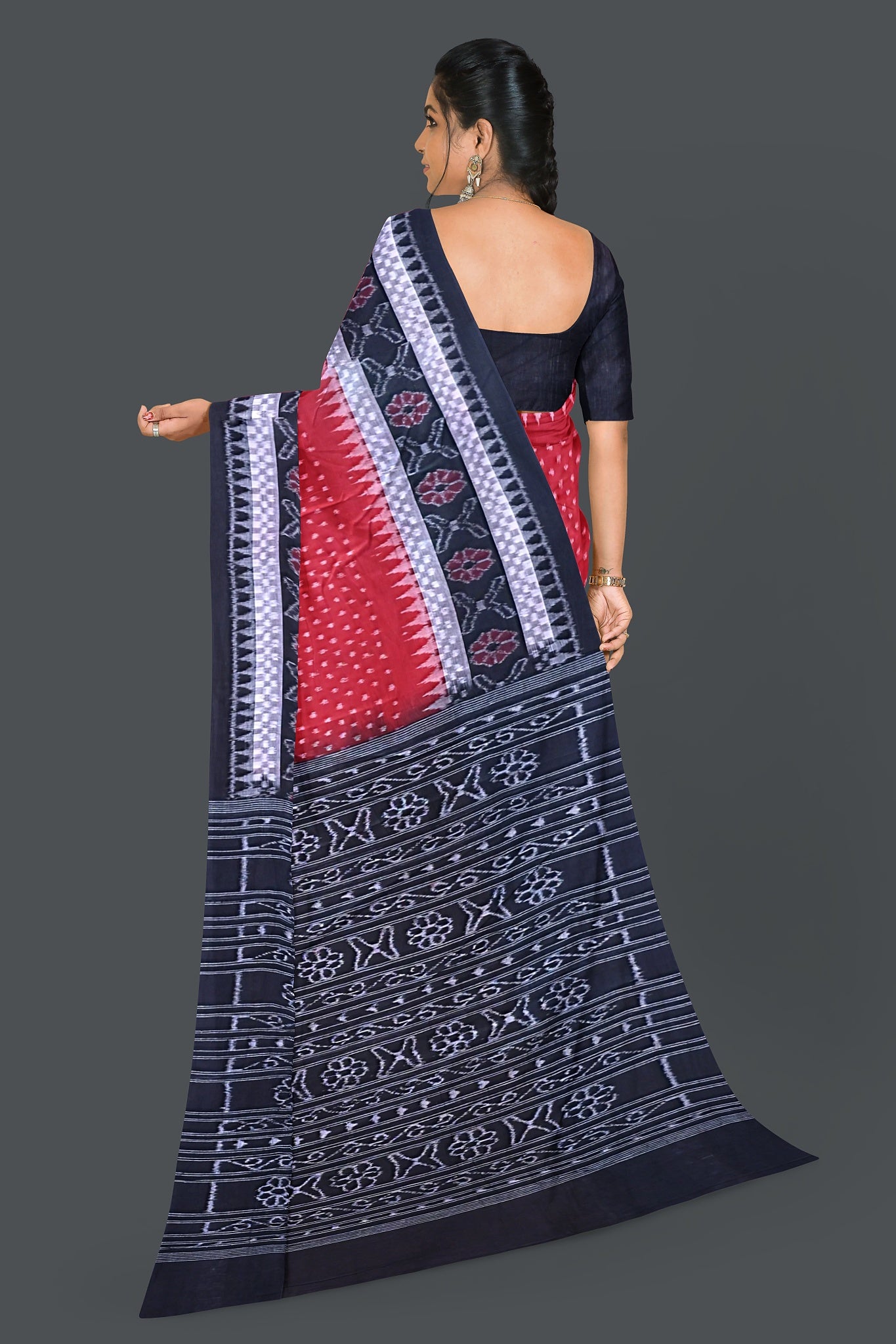 Red Double Border Bandha Saree