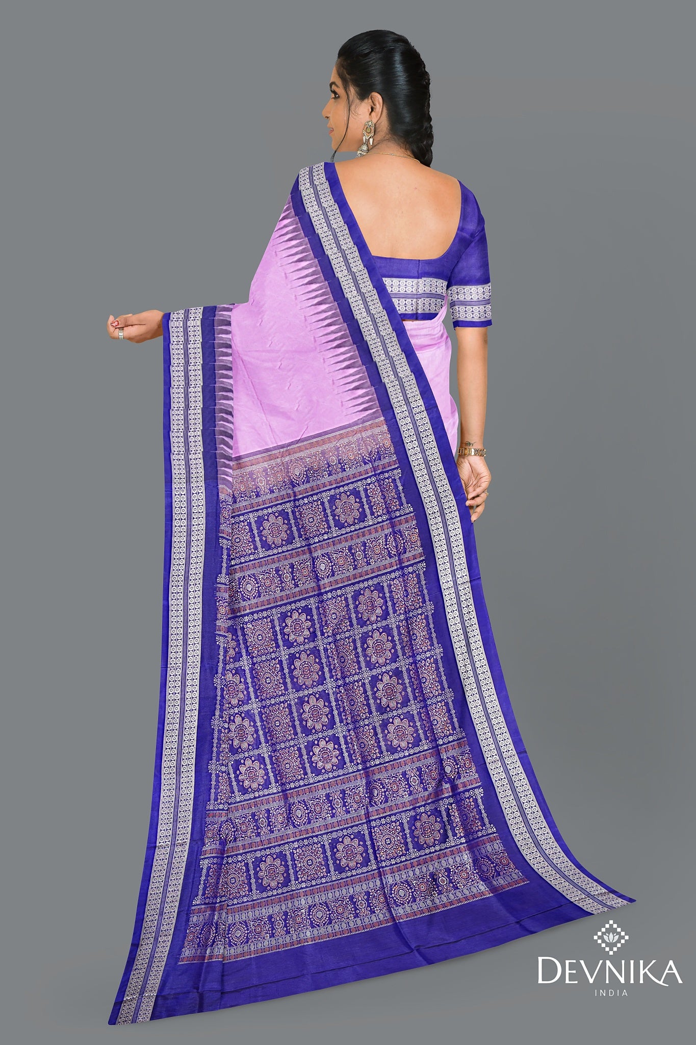 Deep Lavender Bomkai Butti Saree