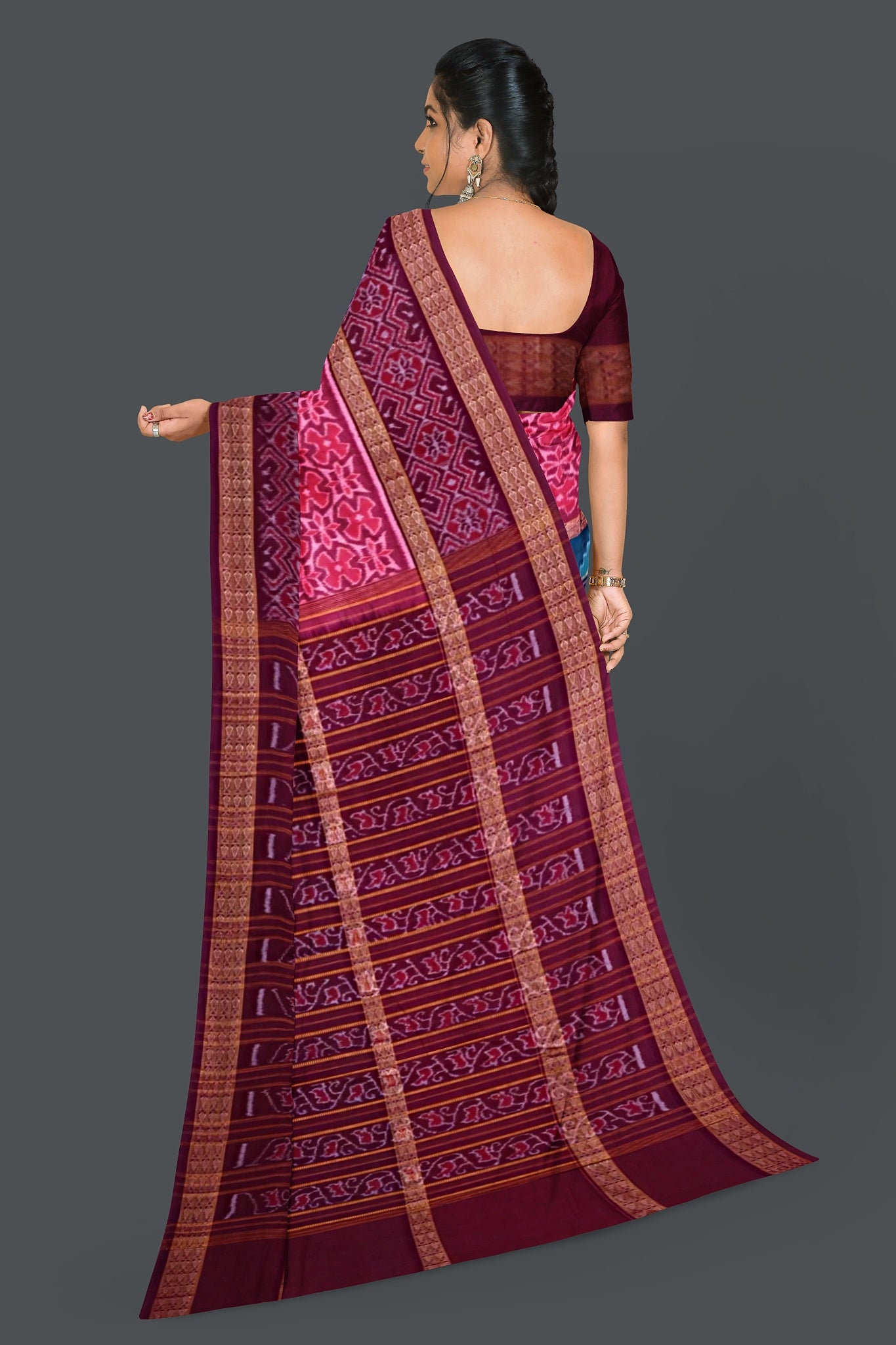 Green Double Border Bandha Saree