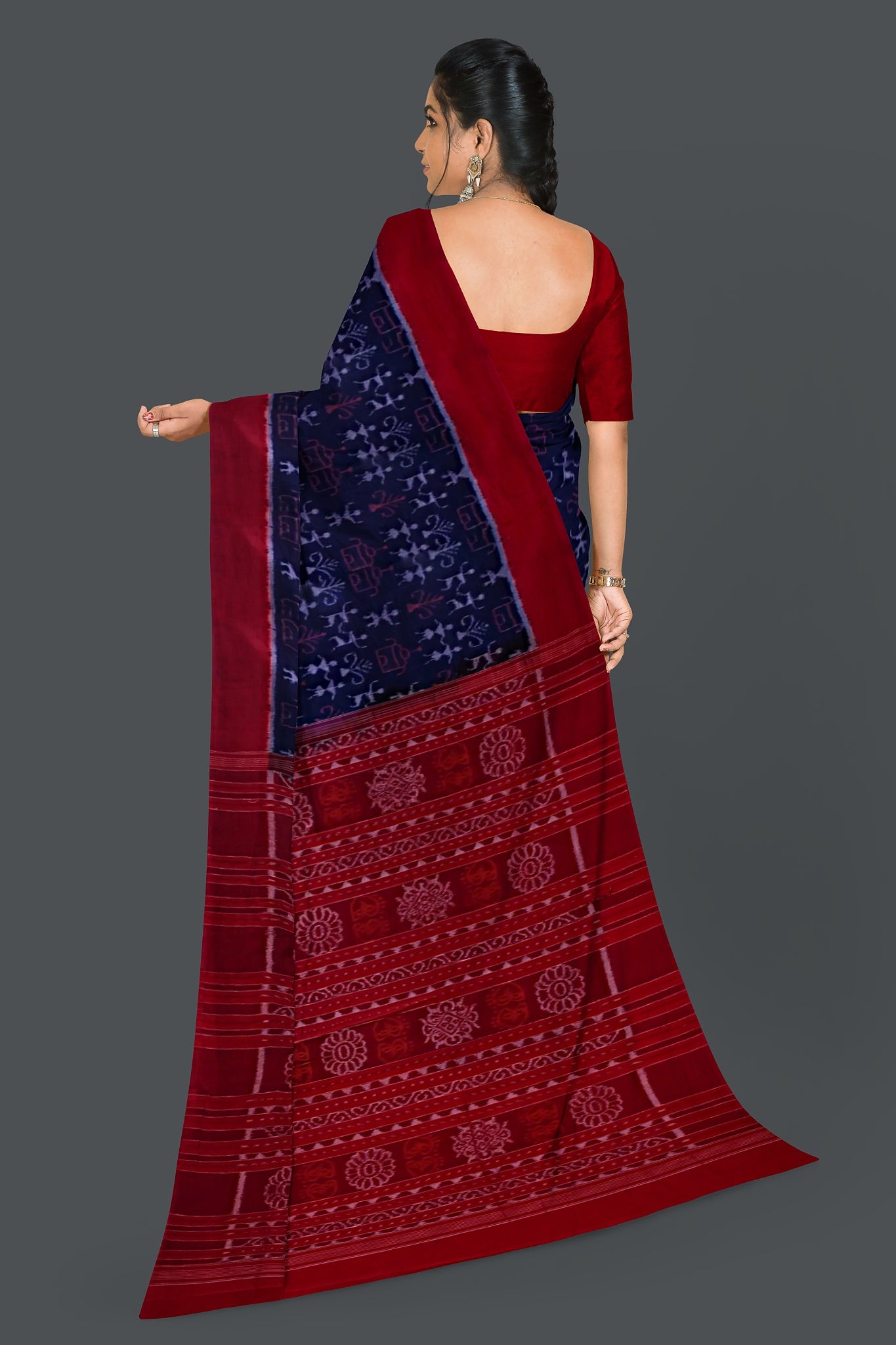 Navy Blue Teracota Bandha Saree