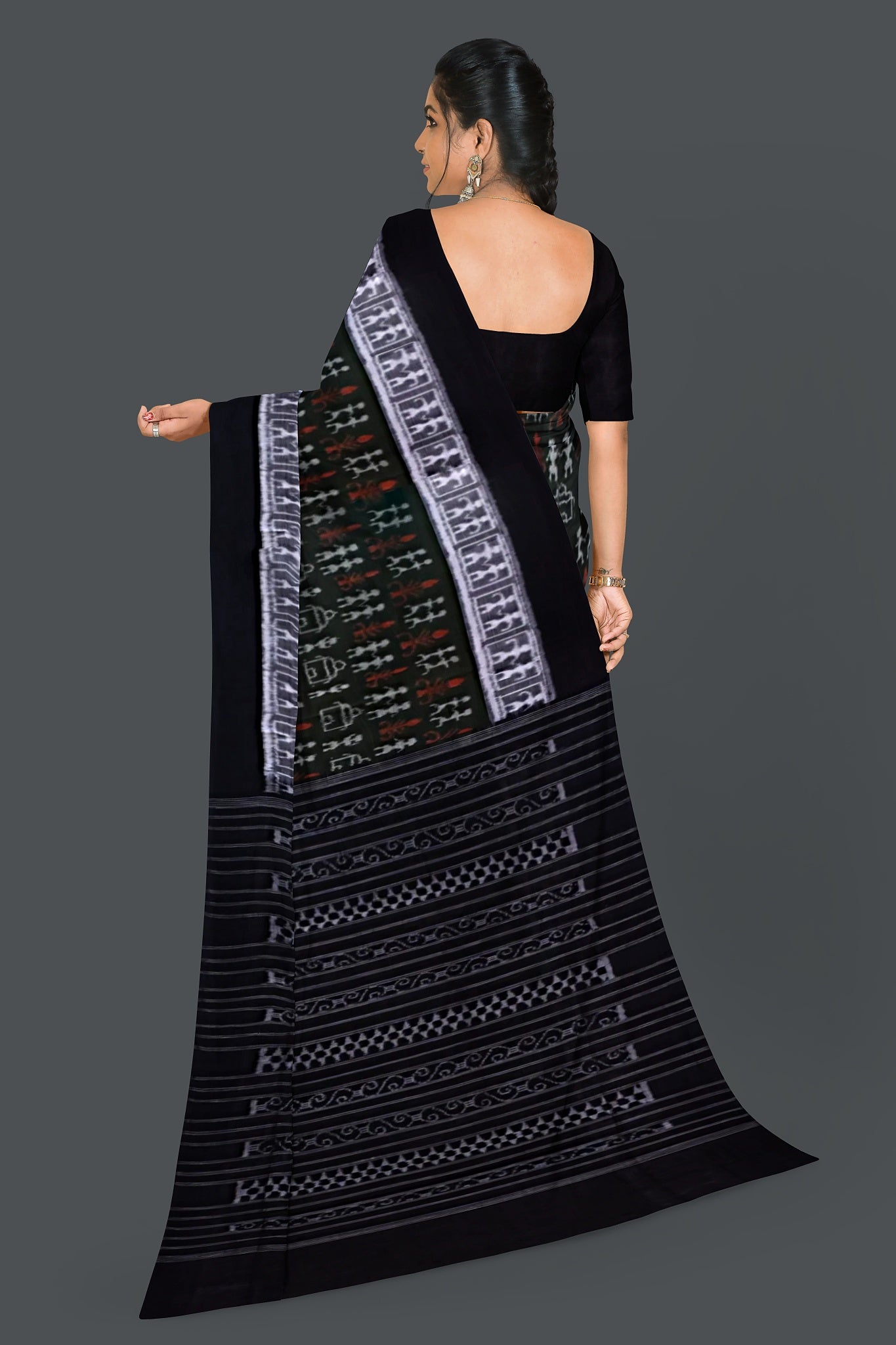 Dark Olive Green Teracota Bandha Saree