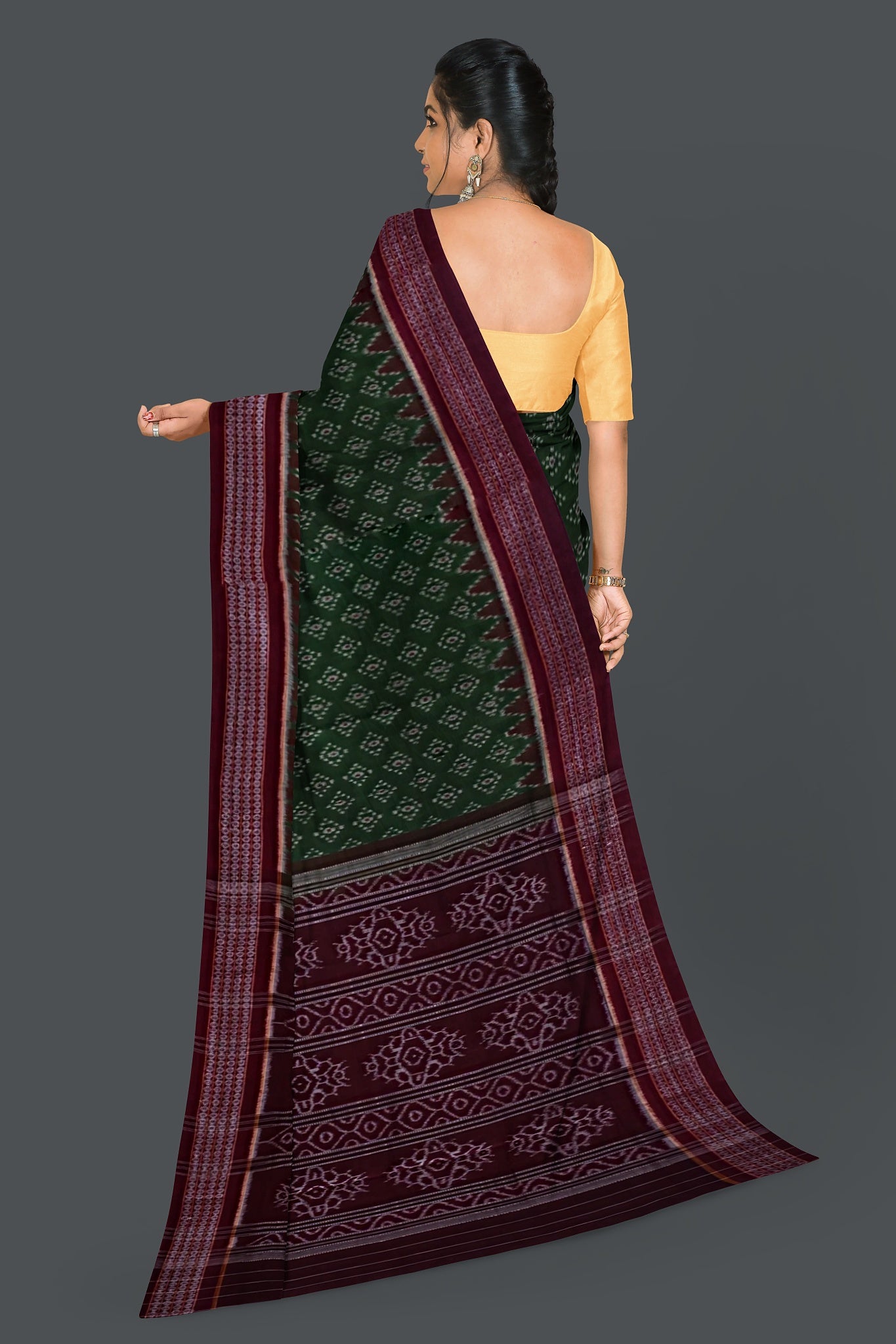 Deep Green Body Bandha Saree(With Out Blouse)